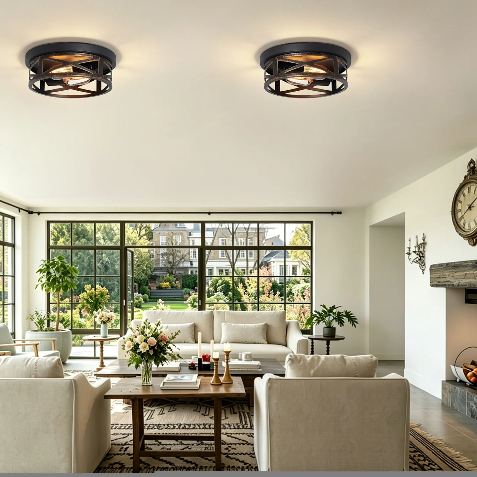 Industrial 2-Light Flush Mount Ceiling Light, 10.8 in (2-Pack), image 10 of 11
