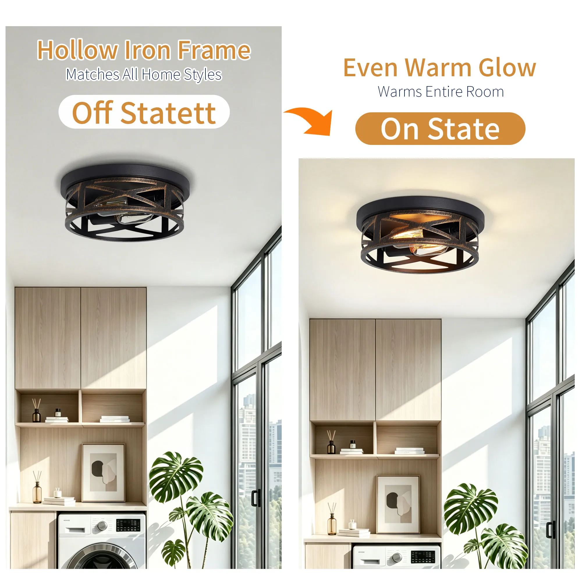 Industrial 2-Light Flush Mount Ceiling Light, 10.8 in (2-Pack), image 11 of 11