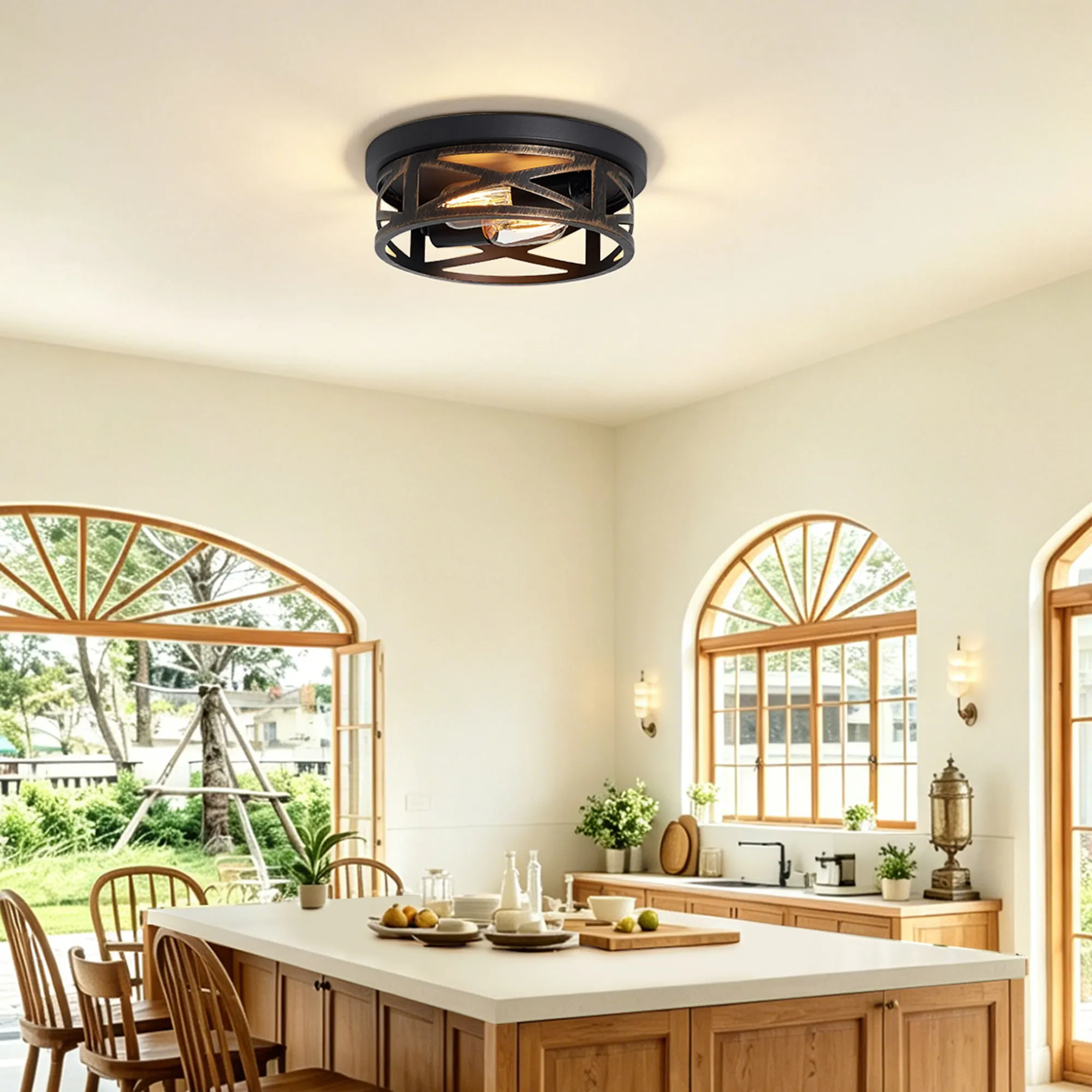 Industrial 2-Light Flush Mount Ceiling Light, 10.8 in (2-Pack), image 5 of 11