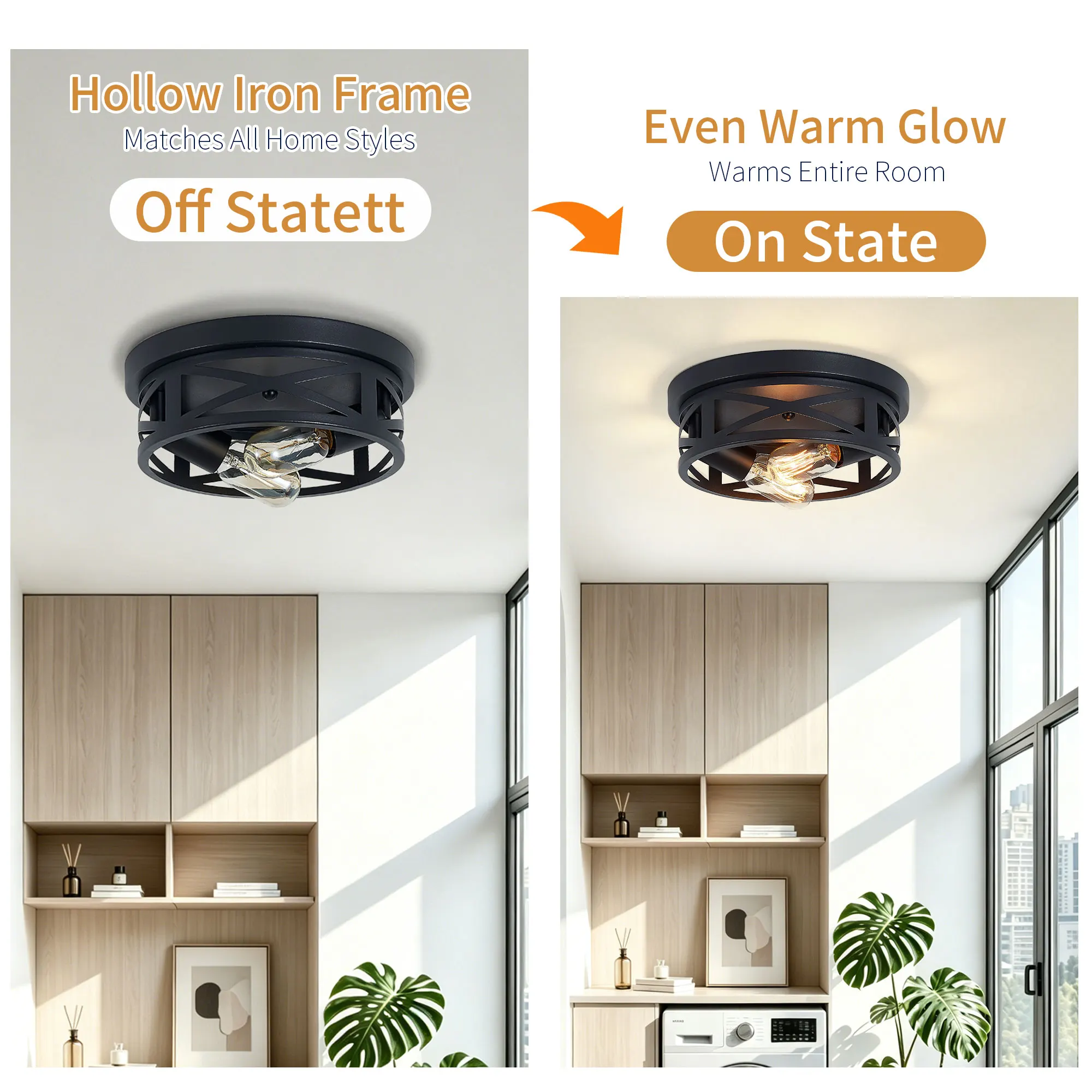 Industrial 2-Light Flush Mount Ceiling Light, 10.8 in (2-Pack), image 11 of 11