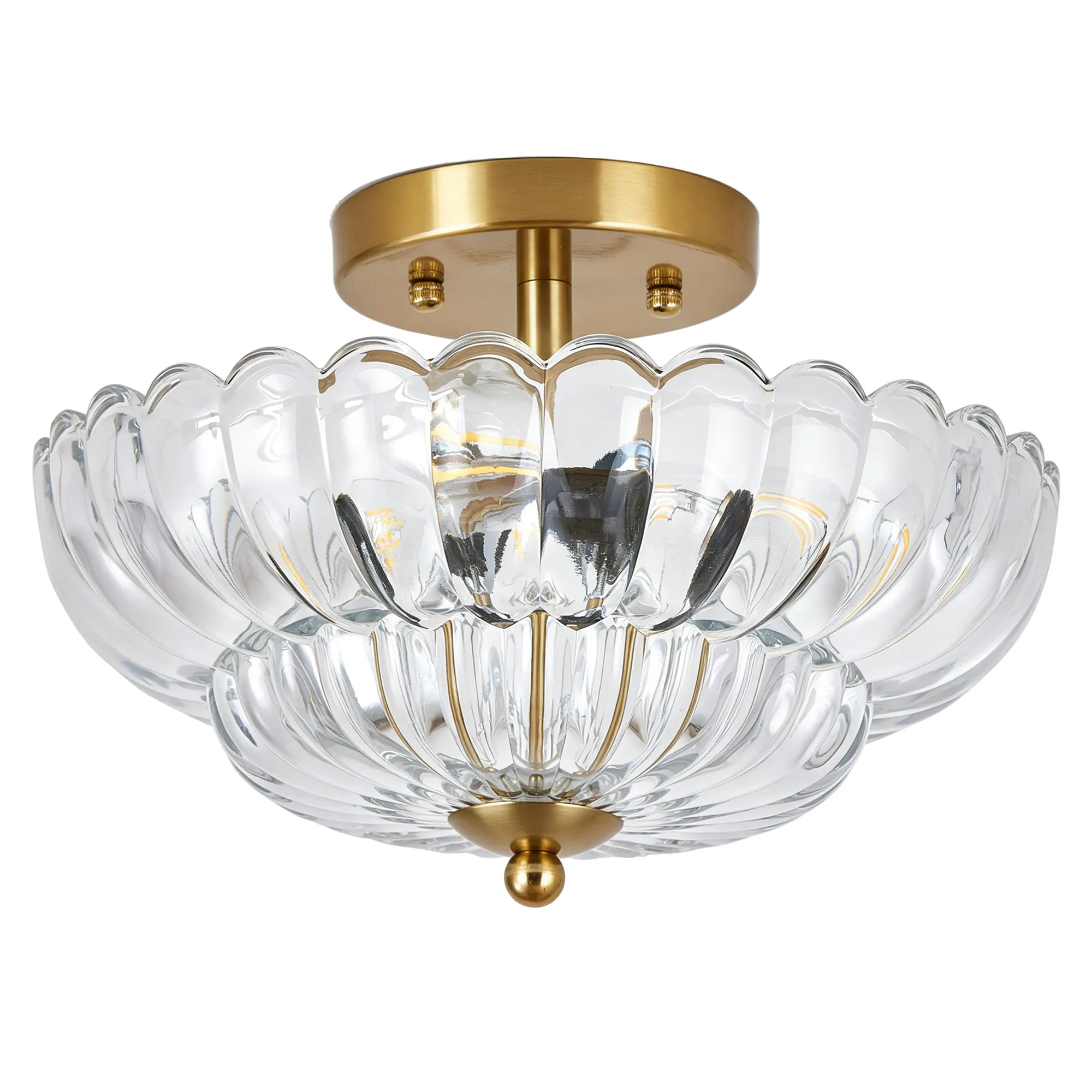 Vintage 3-Light Glass Semi-Flush Mount Ceiling Light, 11.8 in, image 10 of 11