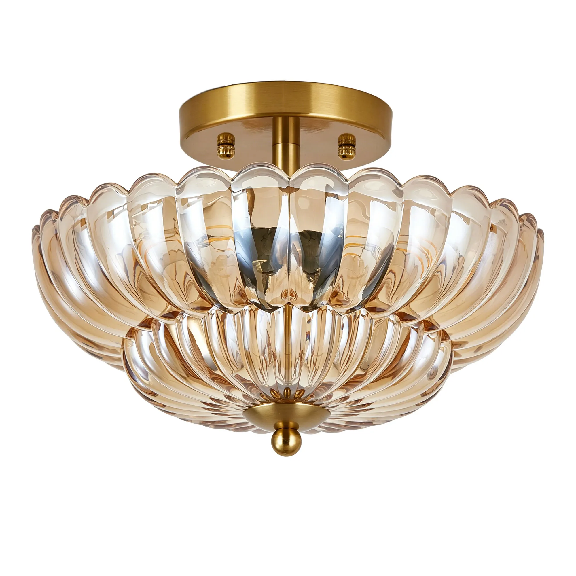 Vintage 3-Light Glass Semi-Flush Mount Ceiling Light, 11.8 in, image 10 of 11