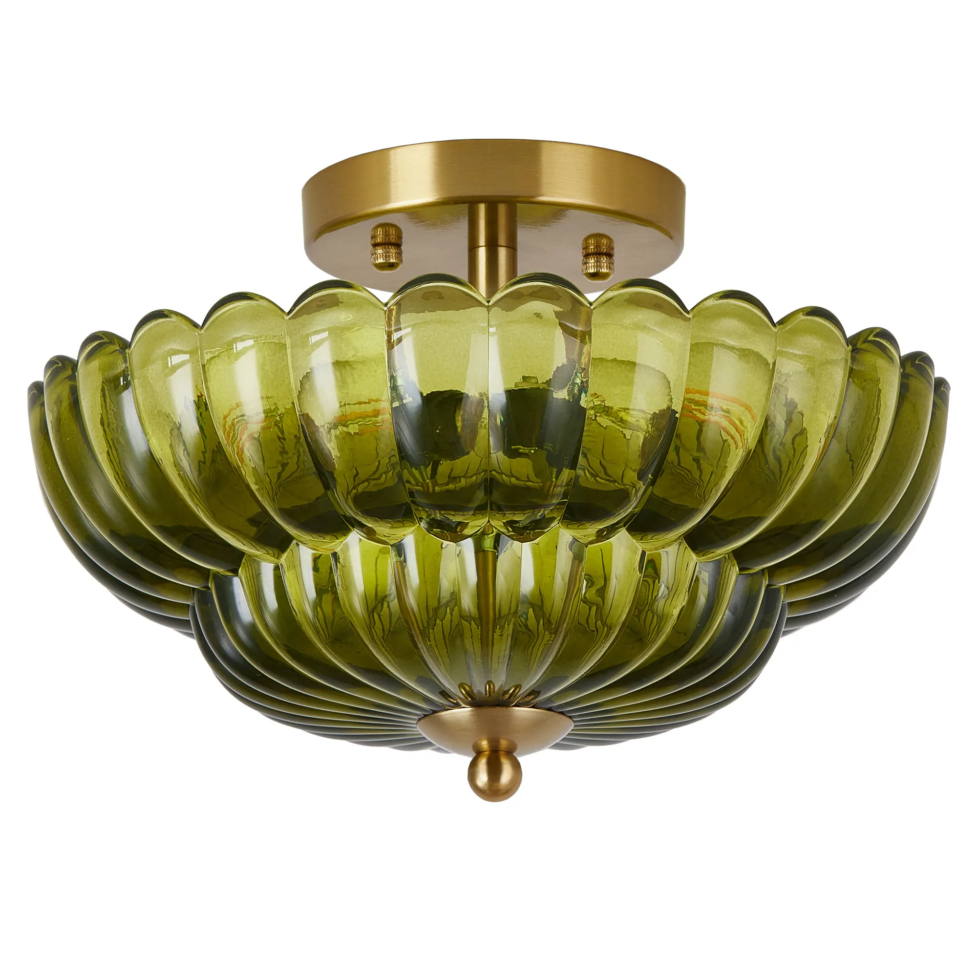 Vintage 3-Light Glass Semi-Flush Mount Ceiling Light, 11.8 in, image 8 of 11