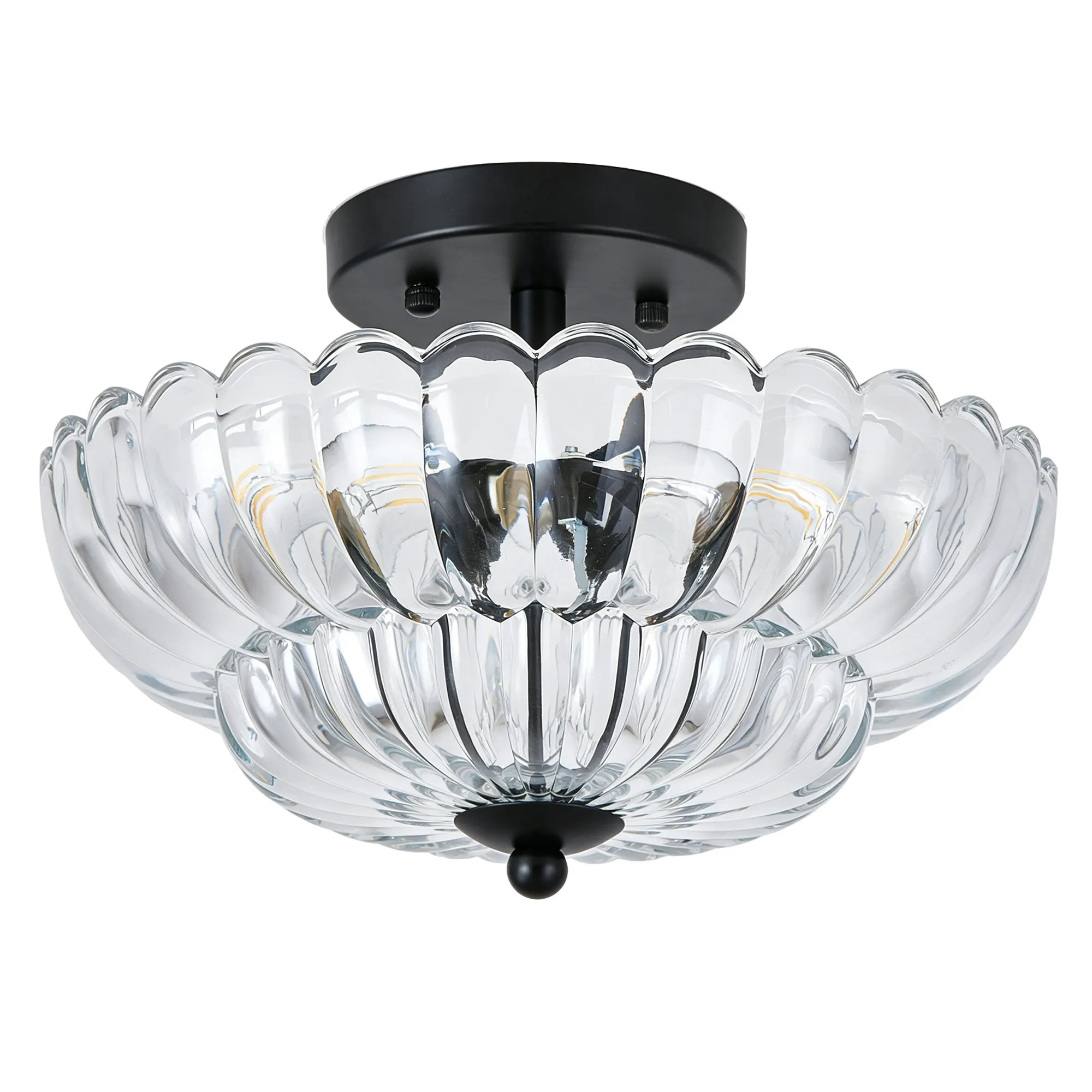 Vintage 3-Light Glass Semi-Flush Mount Ceiling Light, 11.8 in, image 10 of 11
