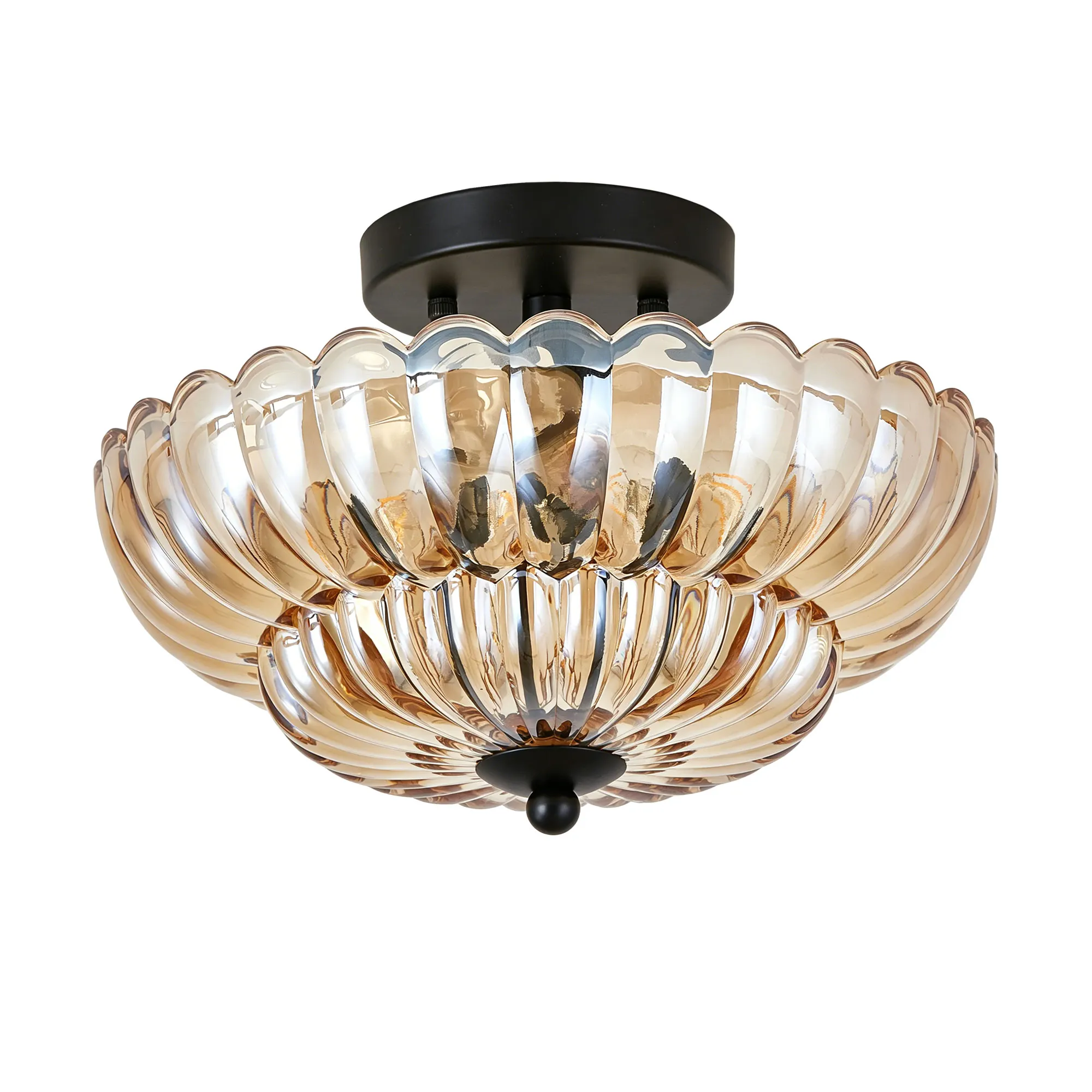 Vintage 3-Light Glass Semi-Flush Mount Ceiling Light, 11.8 in, image 10 of 11