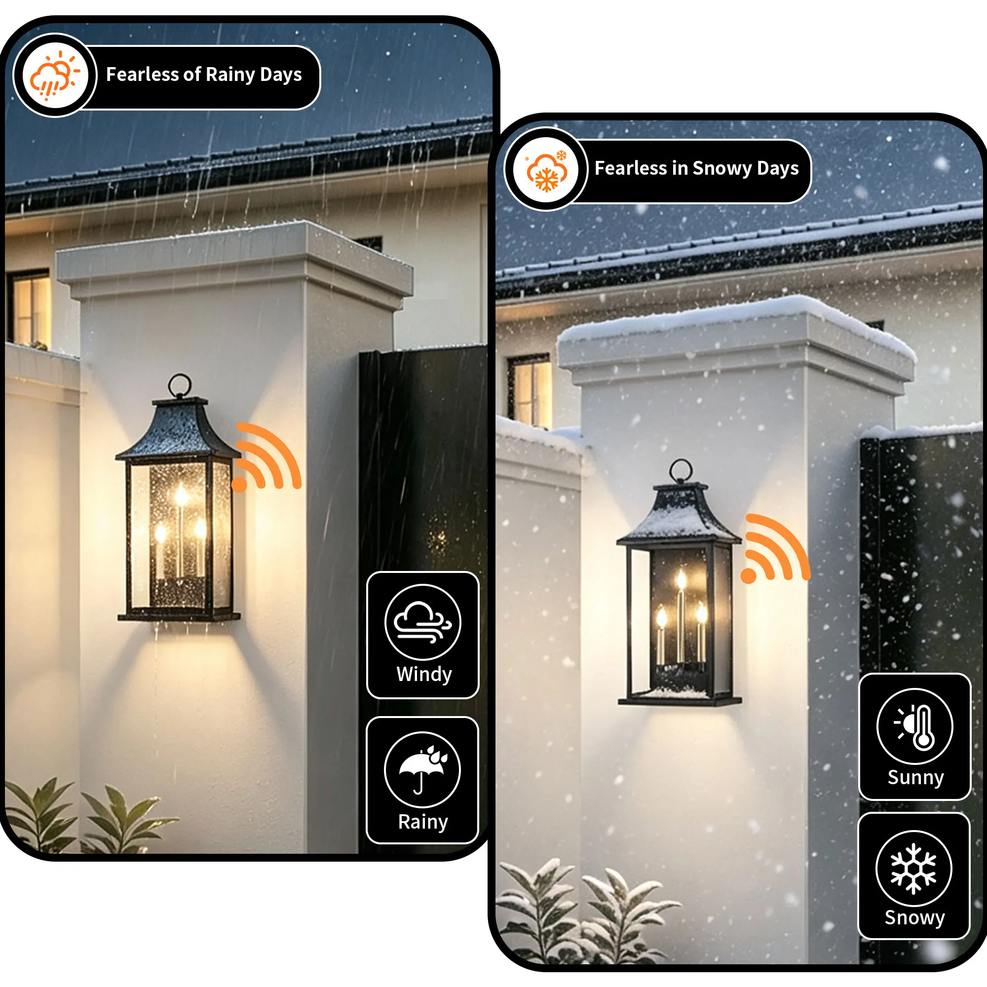 Matte Black 3-Light Clear Glass Outdoor Wall Light, 27.7 in · Dusk-to-Dawn, image 9 of 9