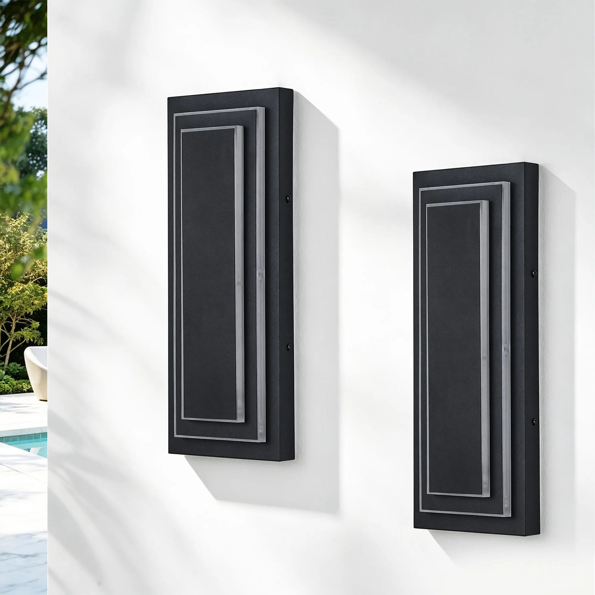 Black Outdoor Wall Light, 15.8 in (2-Pack), image 3 of 10