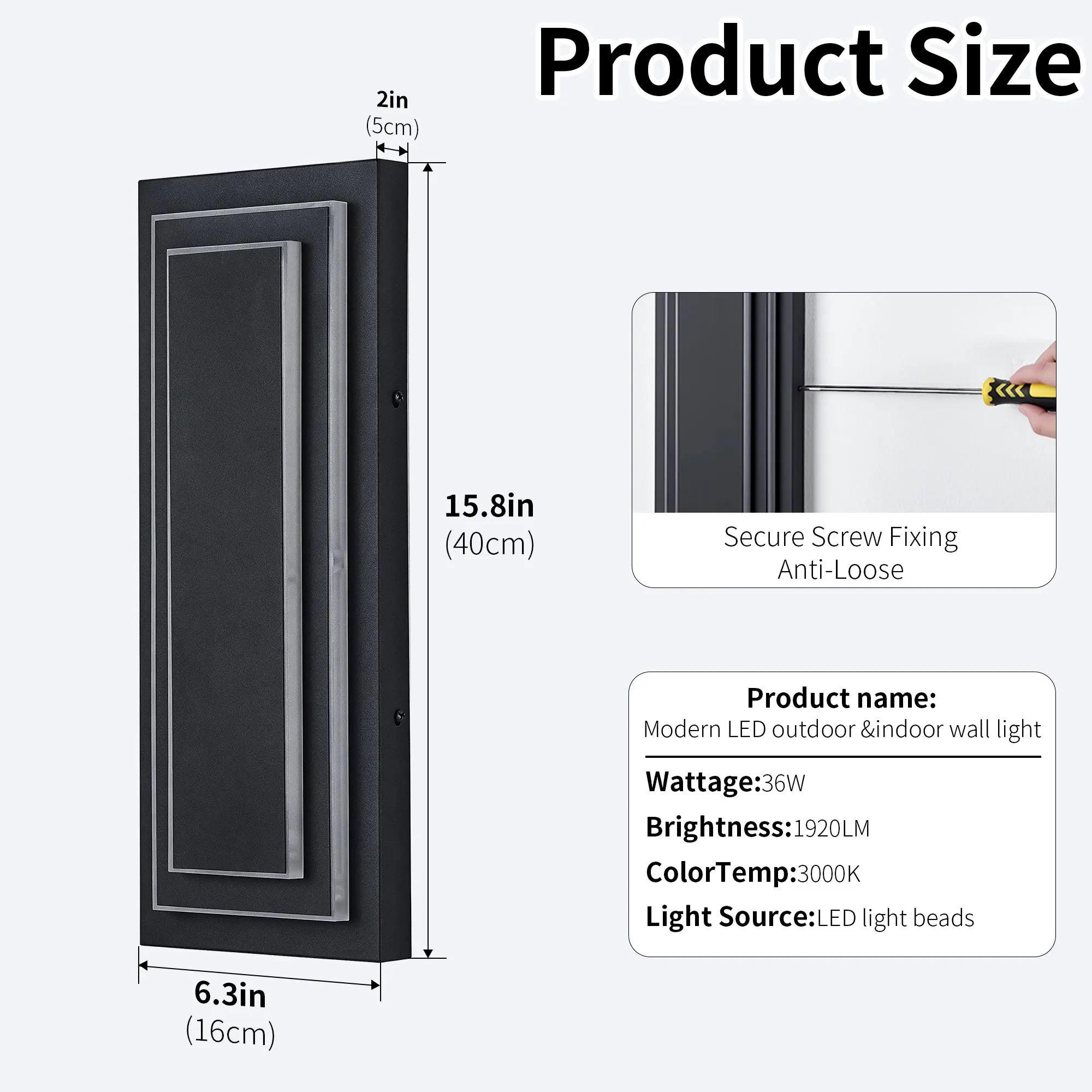 Black Outdoor Wall Light, 15.8 in (2-Pack), image 10 of 10