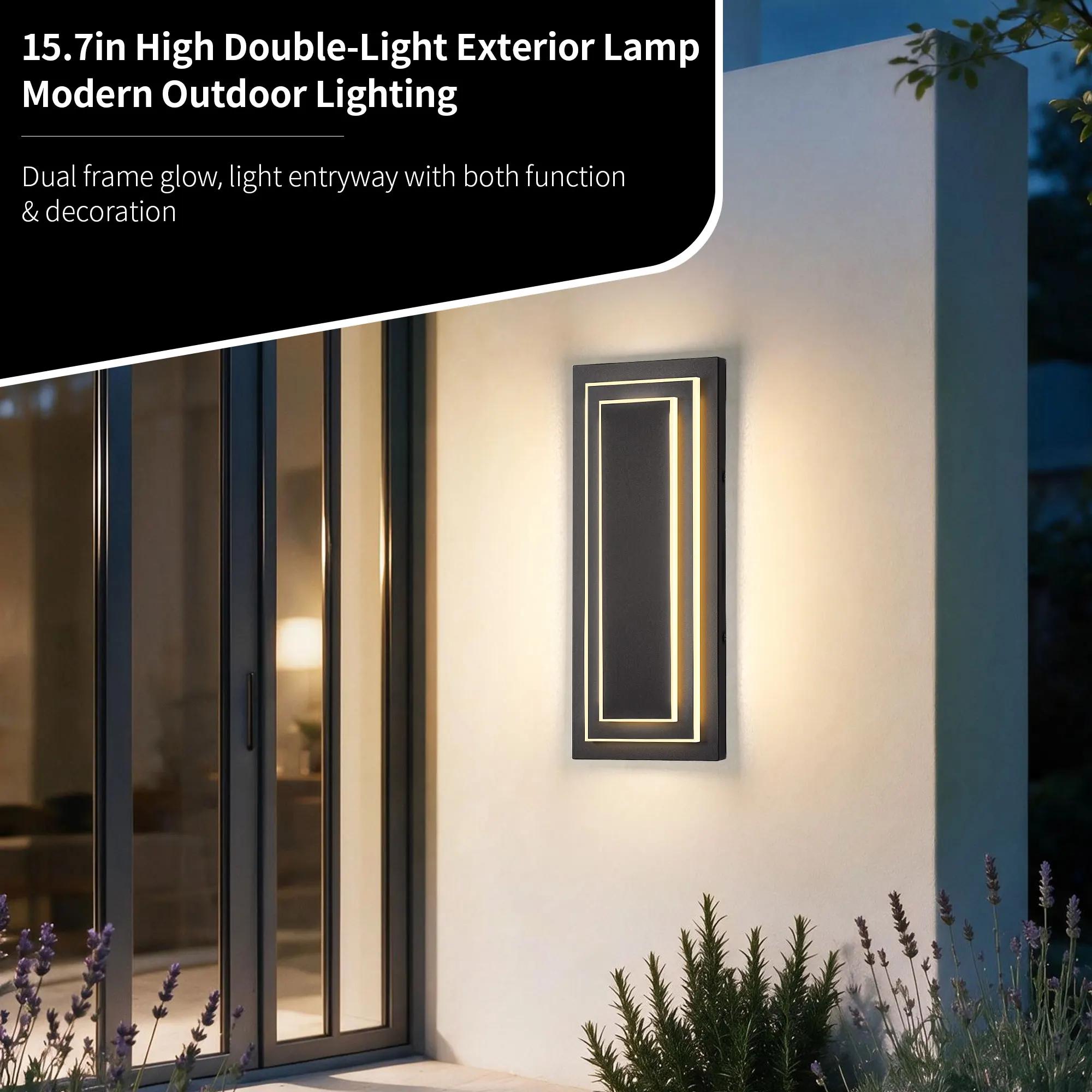 Black Outdoor Wall Light, 15.8 in (2-Pack), image 5 of 10