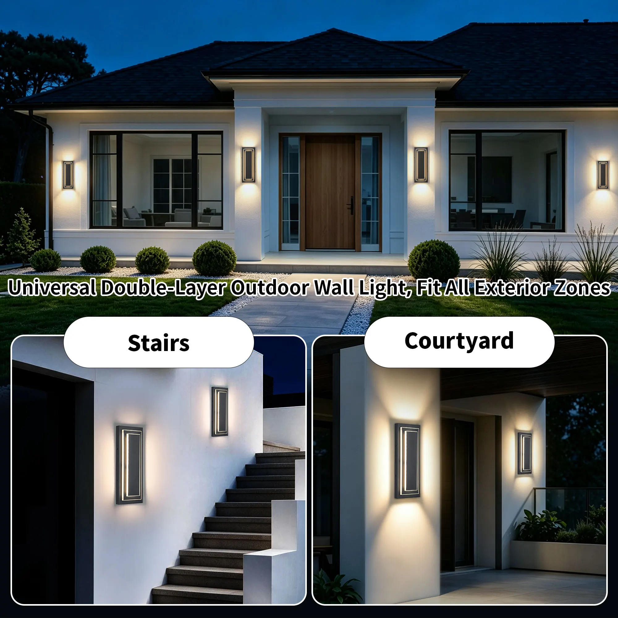 Black Outdoor Wall Light, 15.8 in (2-Pack), image 7 of 10