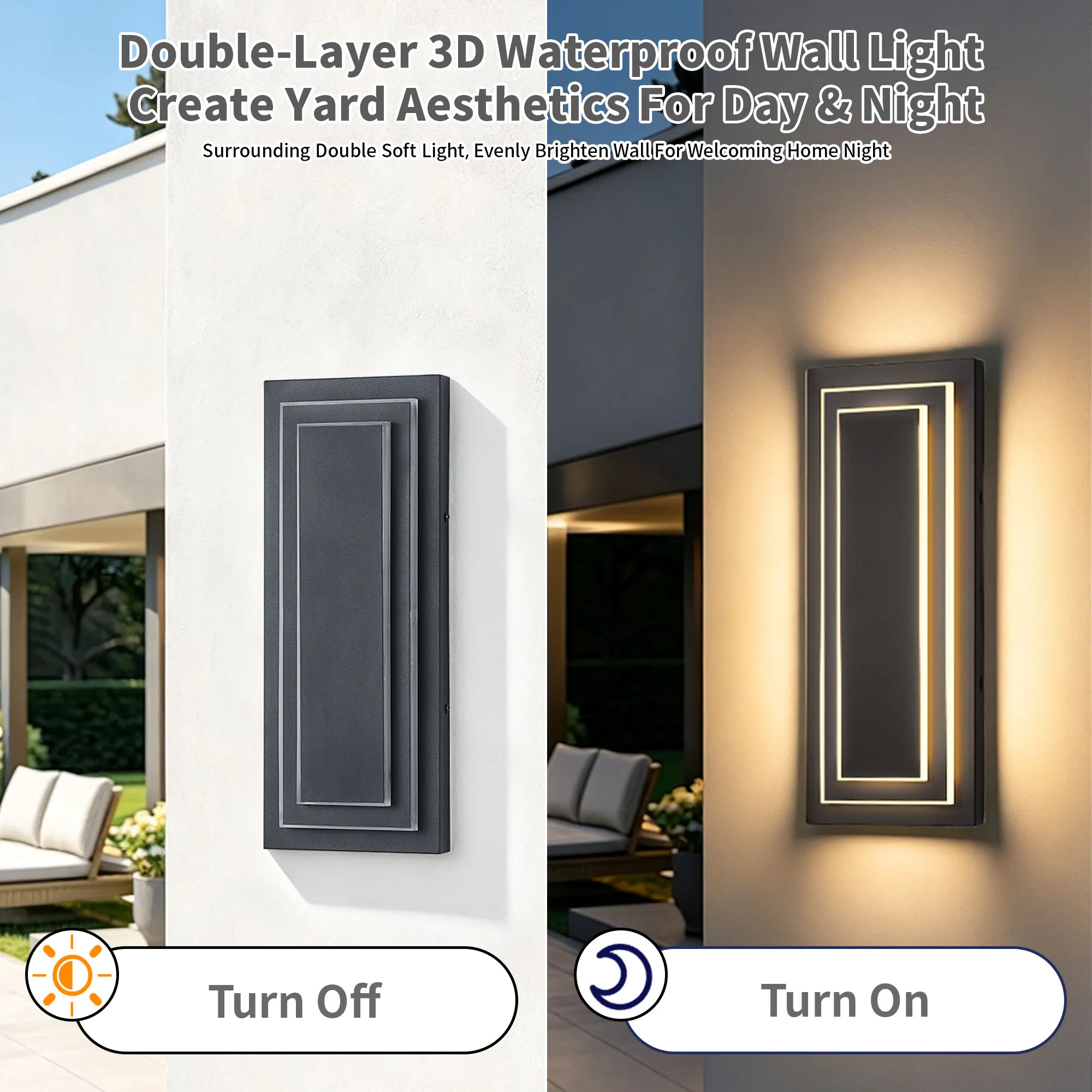 Black Outdoor Wall Light, 15.8 in (2-Pack), image 9 of 10