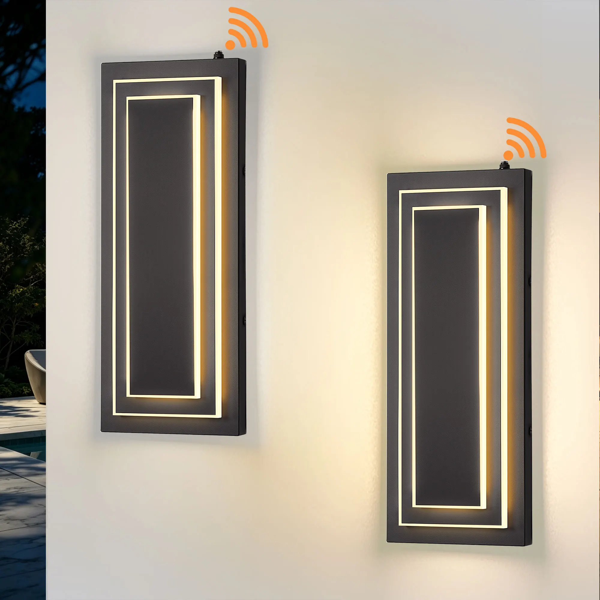 Black Outdoor Wall Light, 15.8 in · Dusk-to-Dawn (2-Pack)