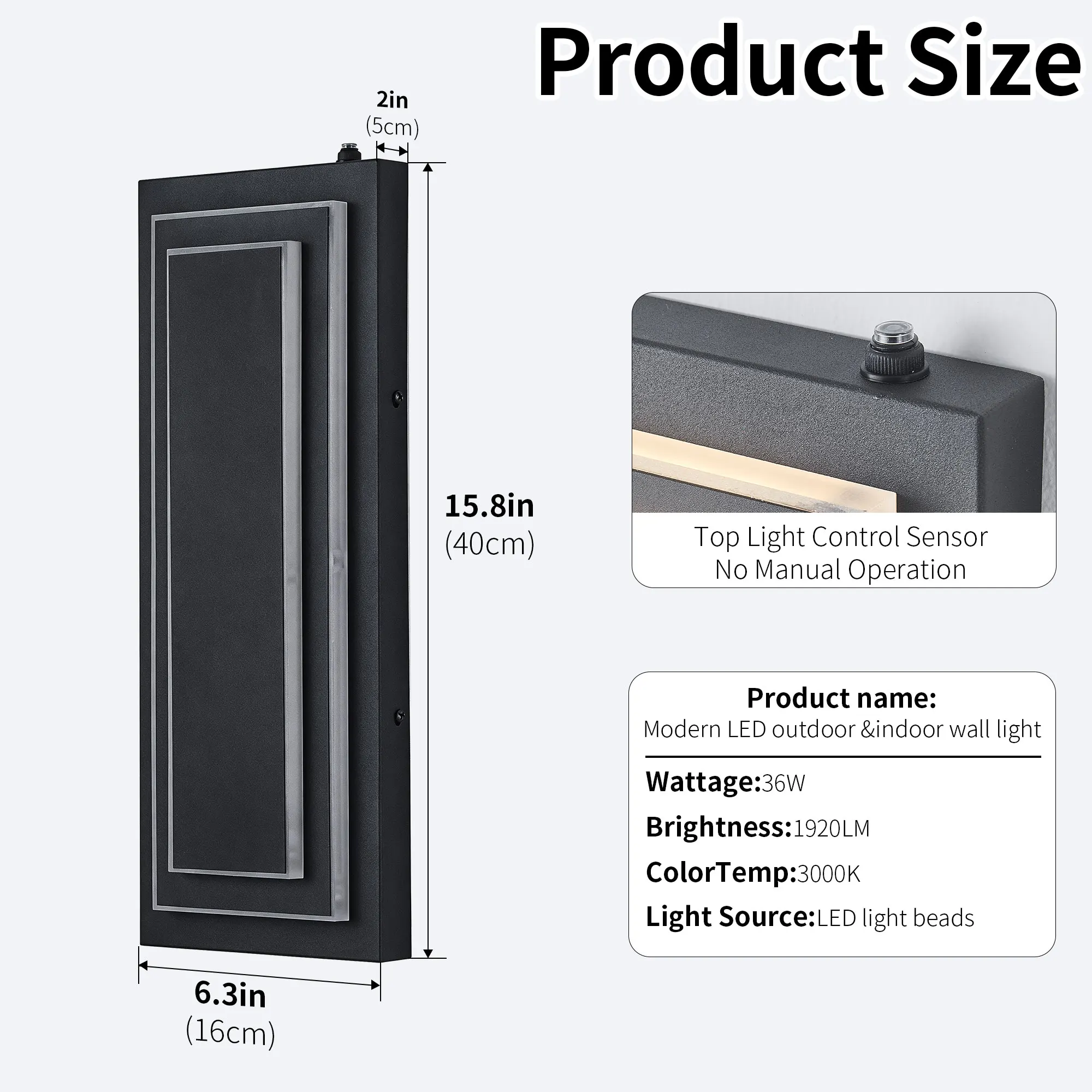 Black Outdoor Wall Light, 15.8 in · Dusk-to-Dawn (2-Pack), image 10 of 10