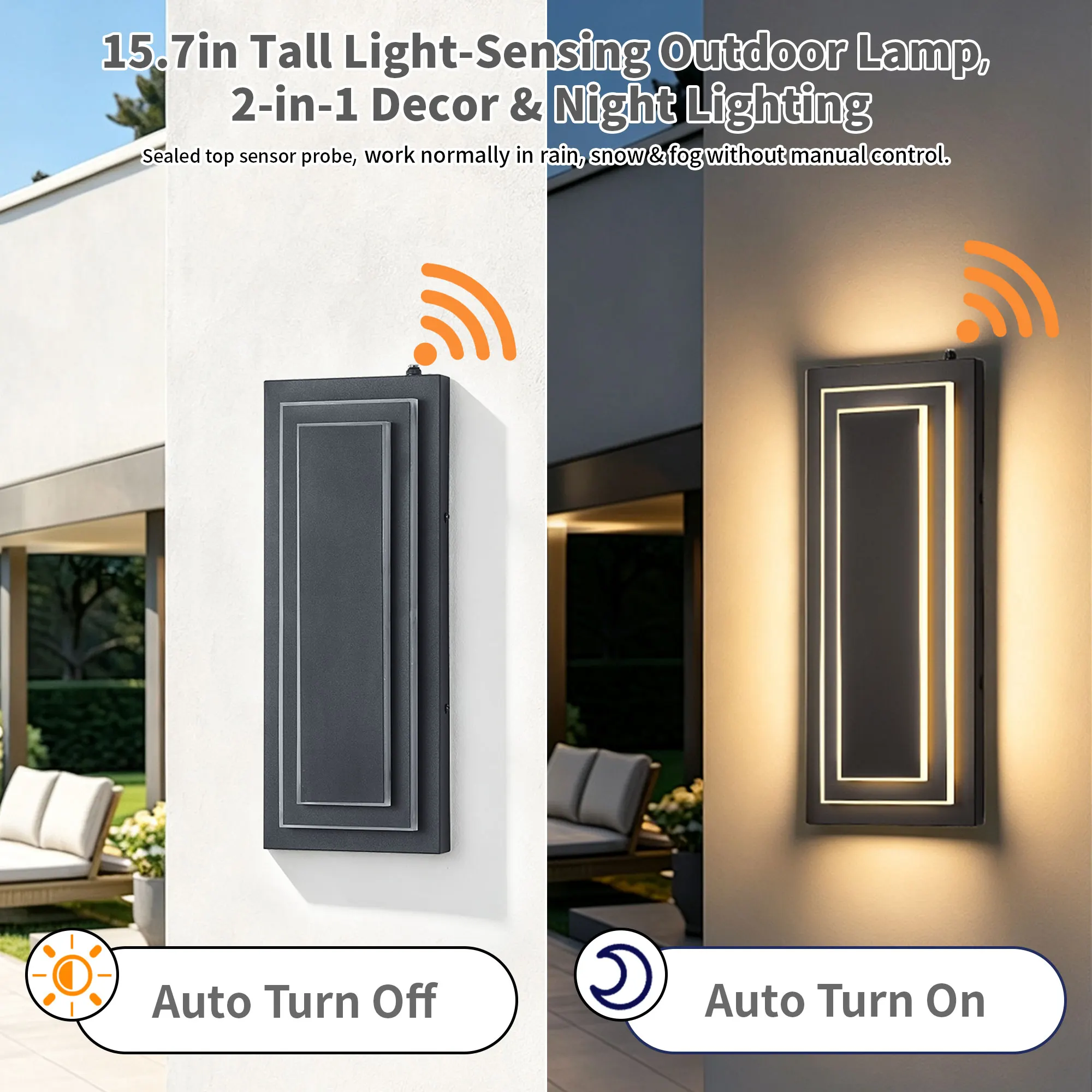 Black Outdoor Wall Light, 15.8 in · Dusk-to-Dawn (2-Pack), image 8 of 10