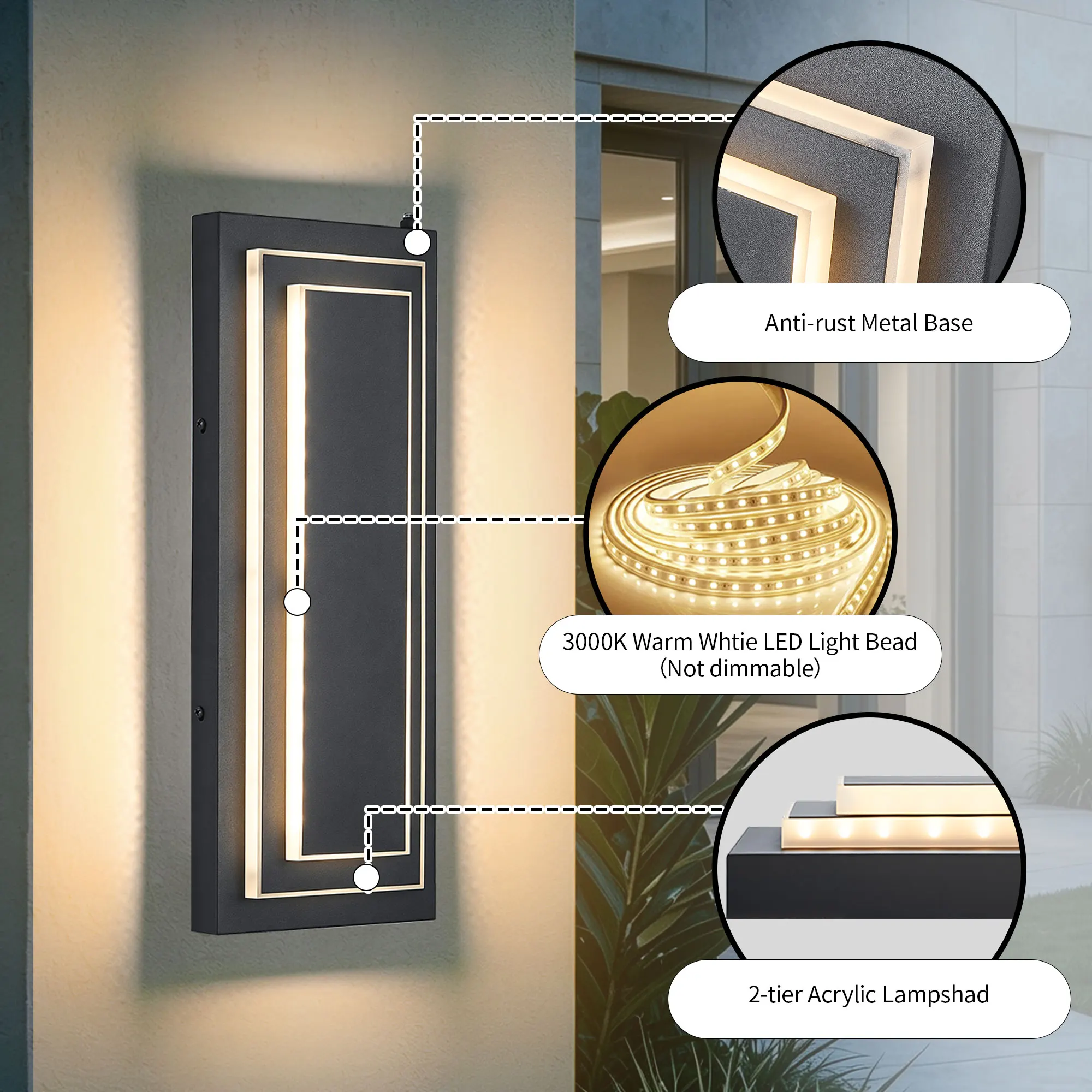 Black Outdoor Wall Light, 15.8 in · Dusk-to-Dawn (2-Pack), image 9 of 10