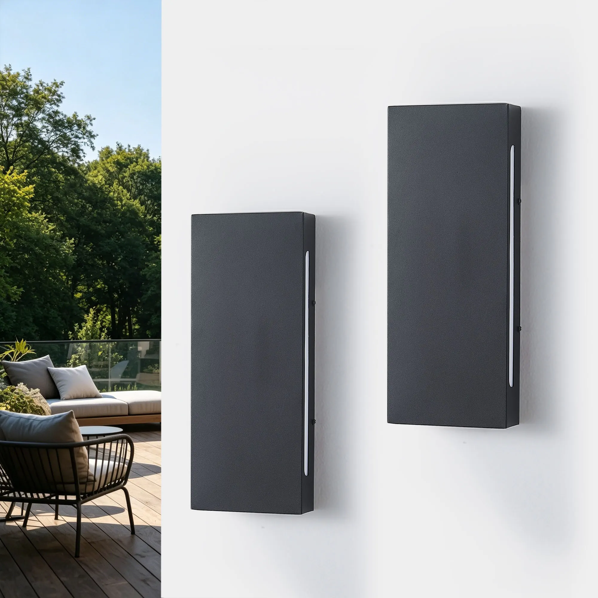 Black 4-Light Outdoor Wall Light, 15.7 in · Integrated LED (2-Pack), image 2 of 9