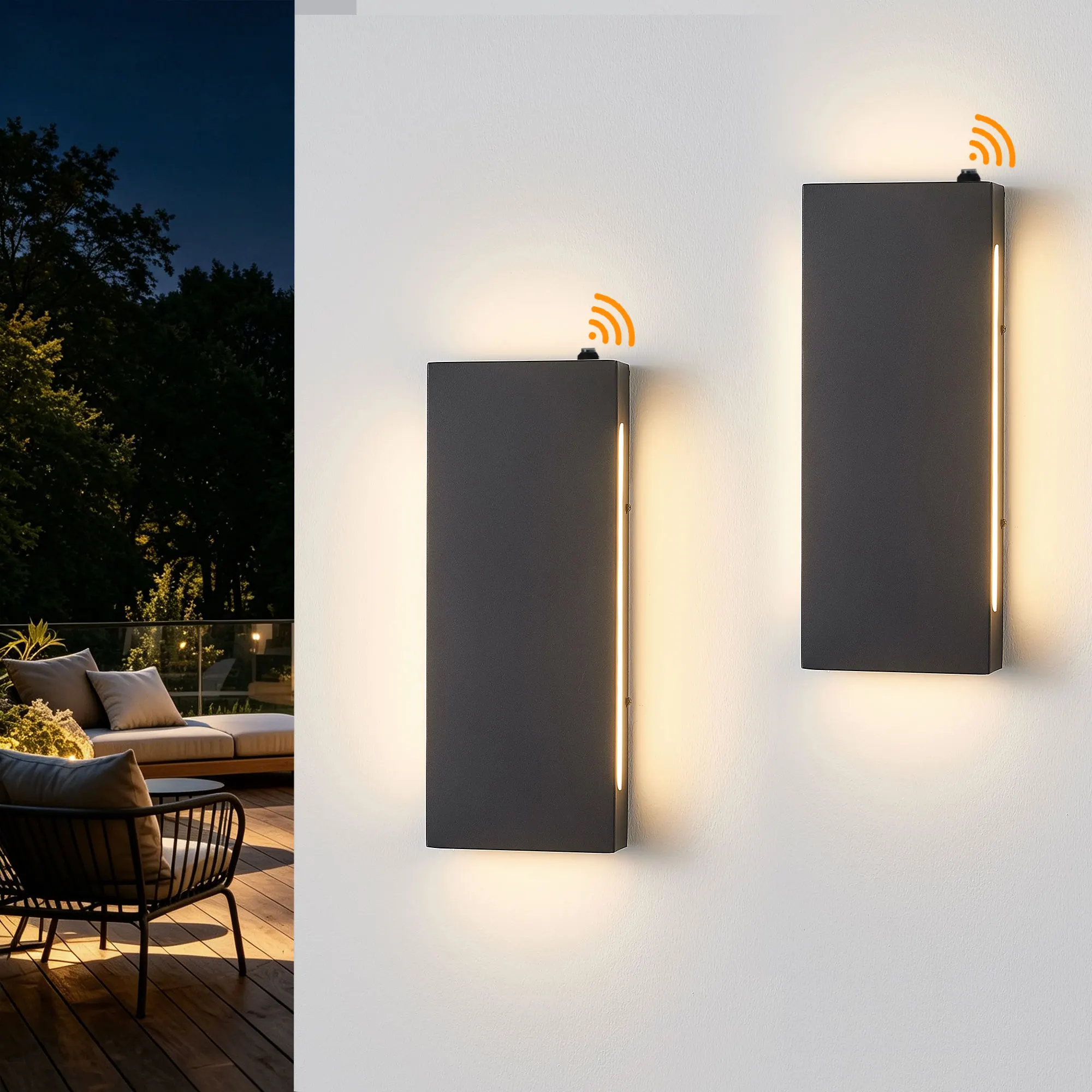 Black 4-Light Outdoor Wall Light, 15.7 in · Dusk-to-Dawn (2-Pack)