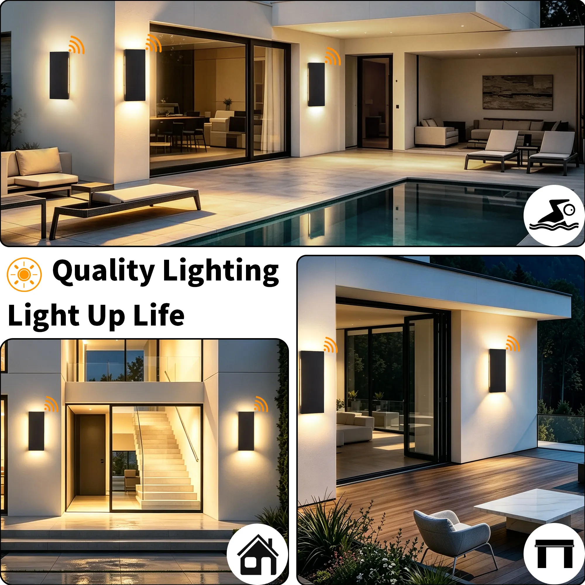 Black 4-Light Outdoor Wall Light, 15.7 in · Dusk-to-Dawn (2-Pack), image 10 of 10