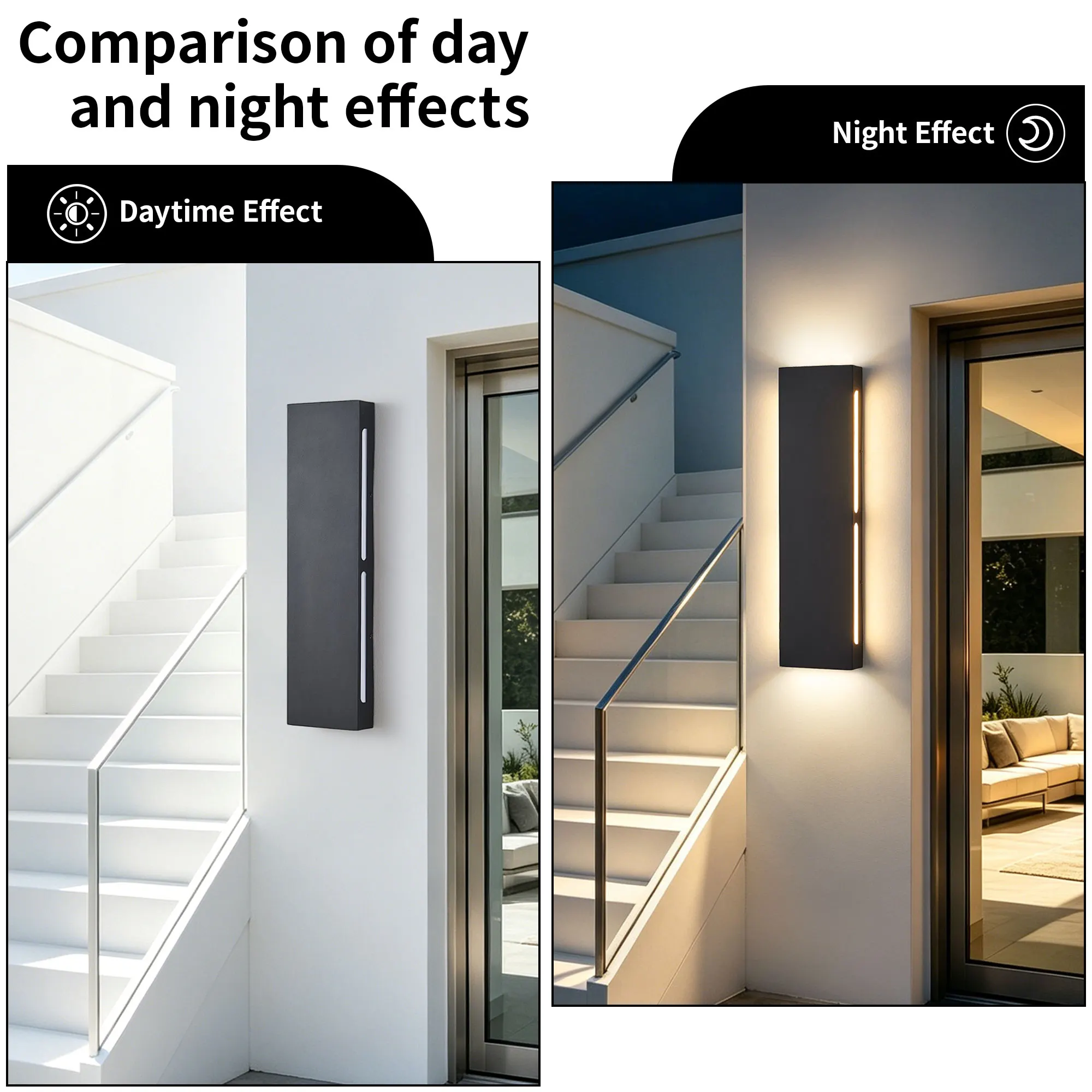 Black 6-Light Outdoor Wall Light, 23.6 in · Integrated LED (2-Pack), image 5 of 10