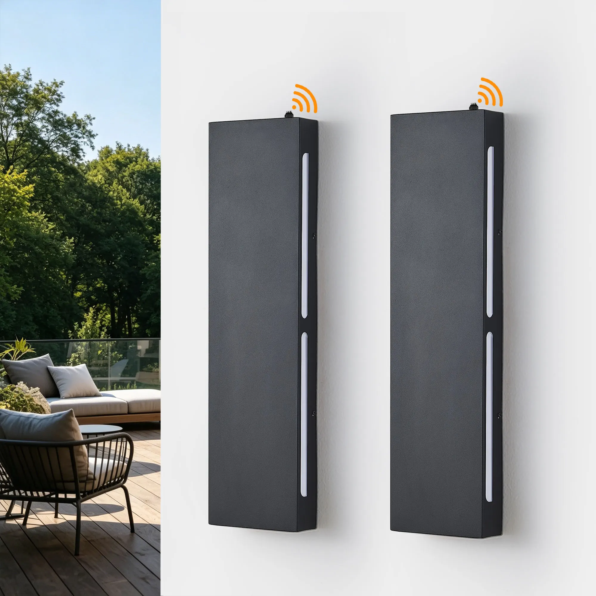 Black 6-Light Outdoor Wall Light, 23.6 in · Dusk-to-Dawn (2-Pack), image 2 of 10