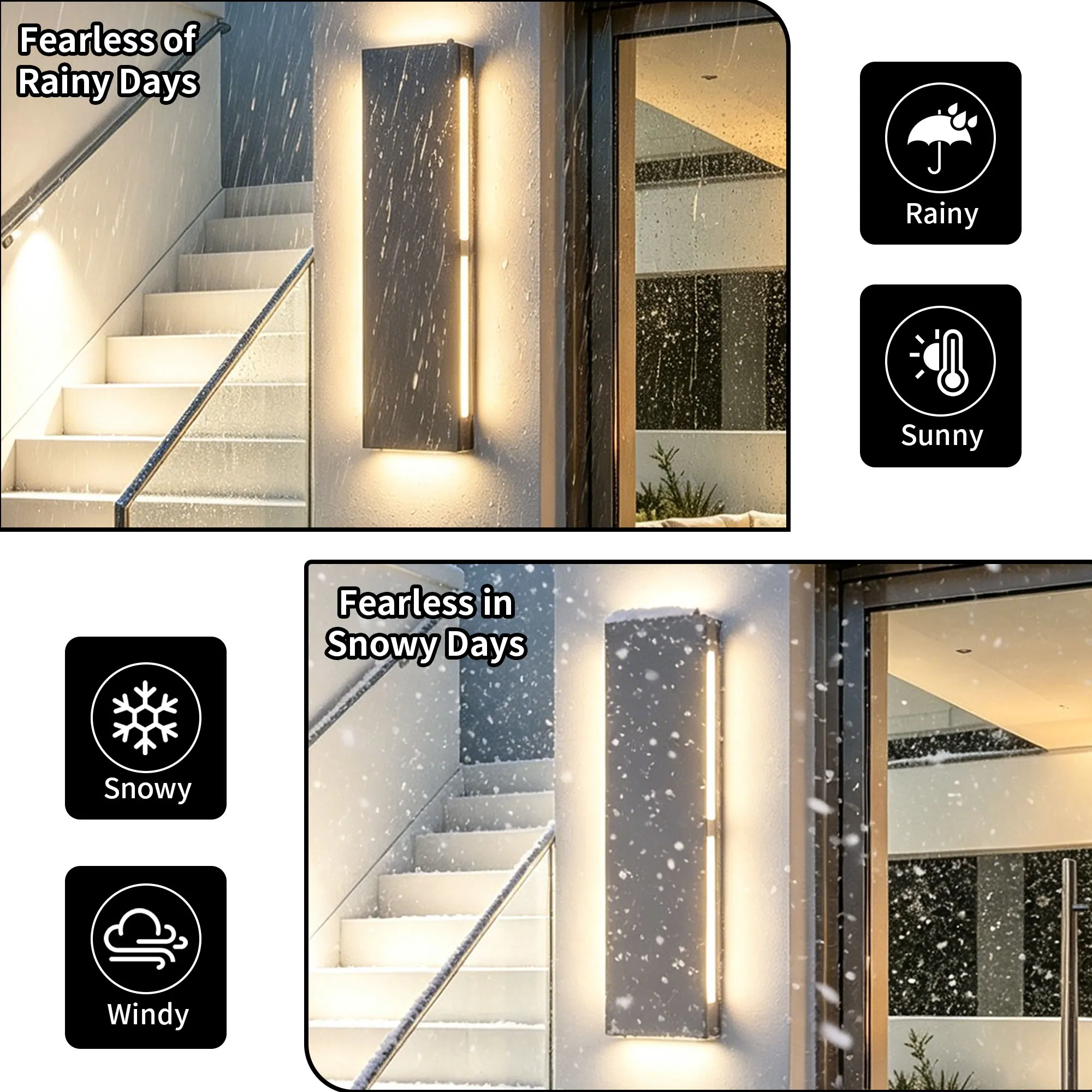 Black 6-Light Outdoor Wall Light, 23.6 in · Dusk-to-Dawn (2-Pack), image 4 of 10