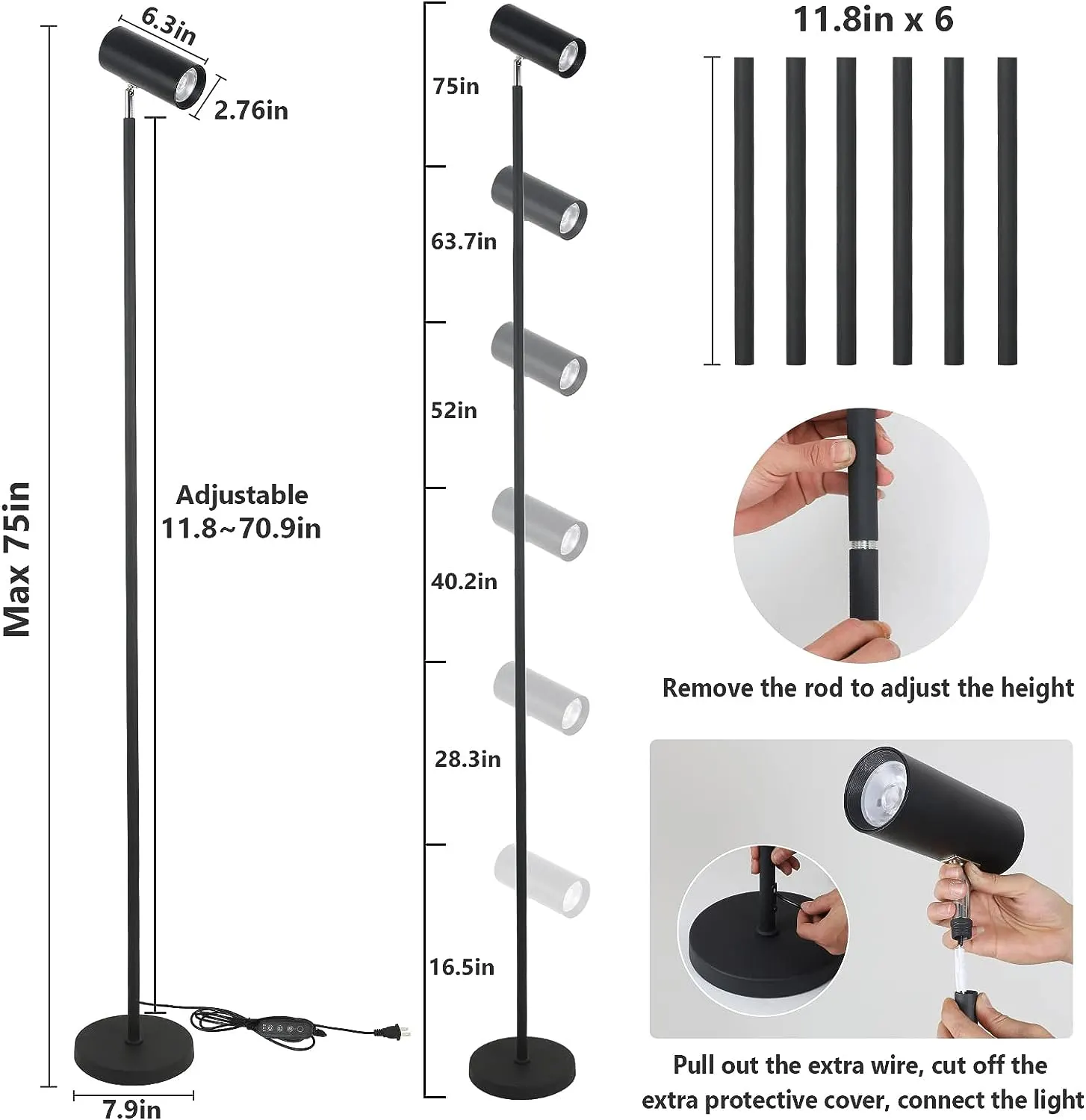 Adjustable Height Grow Light with Timer, 75 in, image 6 of 7