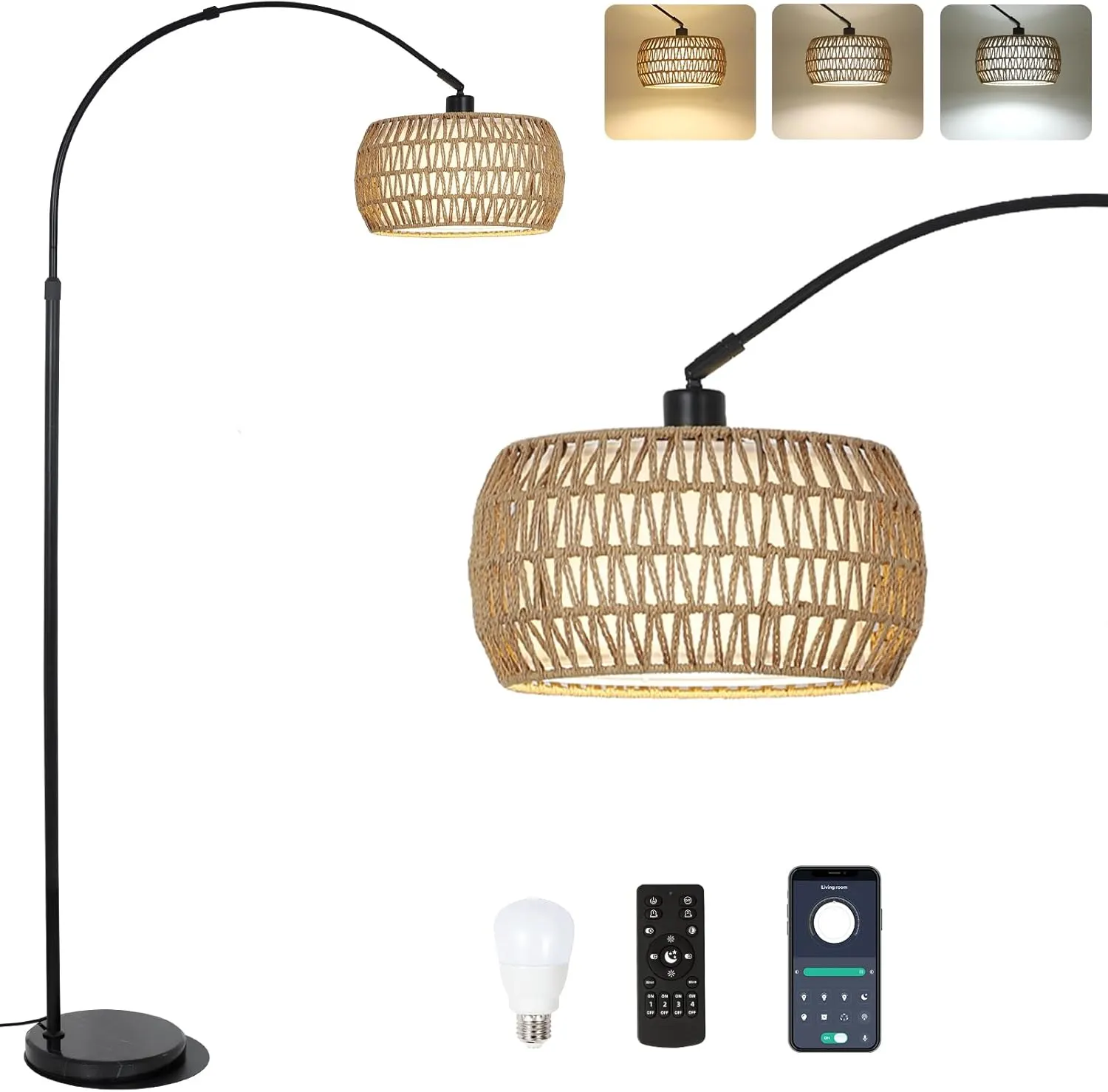 Farmhouse Black Floor Lamp, 72.8 in · Dimmable, image 8 of 9