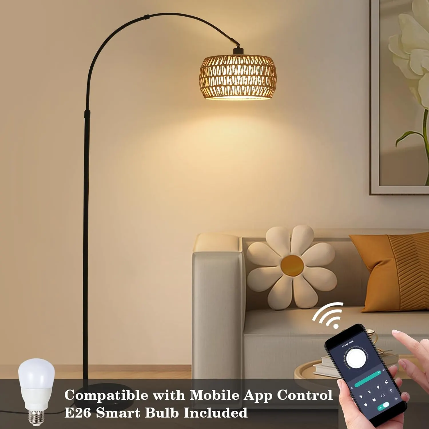 Farmhouse Black Floor Lamp, 72.8 in · Dimmable