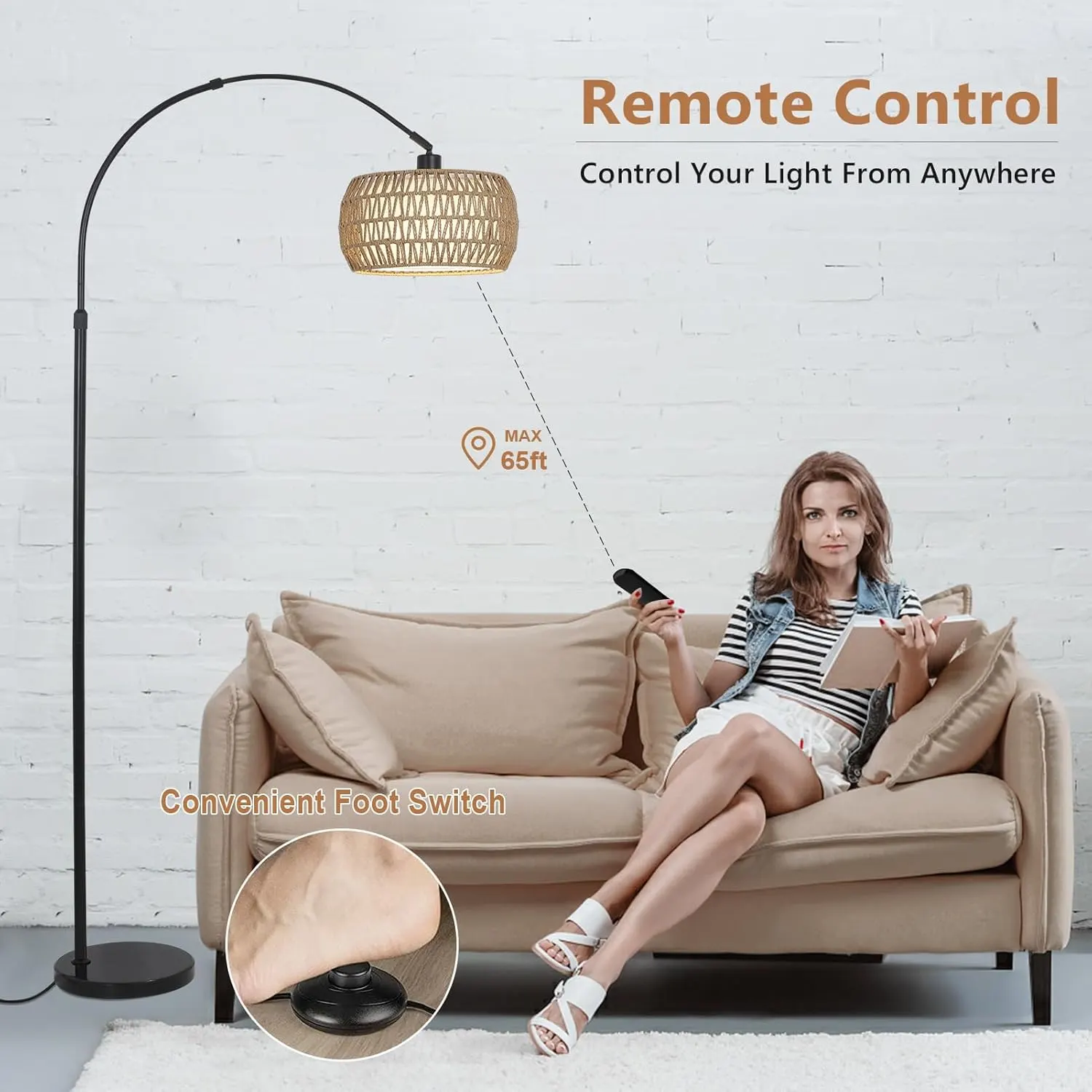Farmhouse Black Floor Lamp, 72.8 in · Dimmable, image 9 of 9