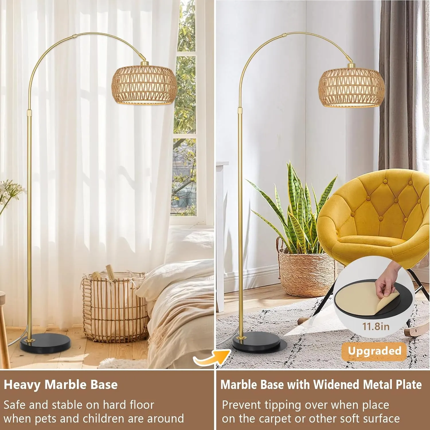 Boho Gold Floor Lamp, 72.8 in · Dimmable, image 3 of 9