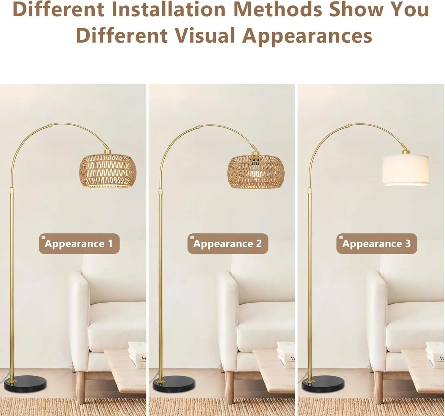 Boho Gold Floor Lamp, 72.8 in · Dimmable, image 5 of 9