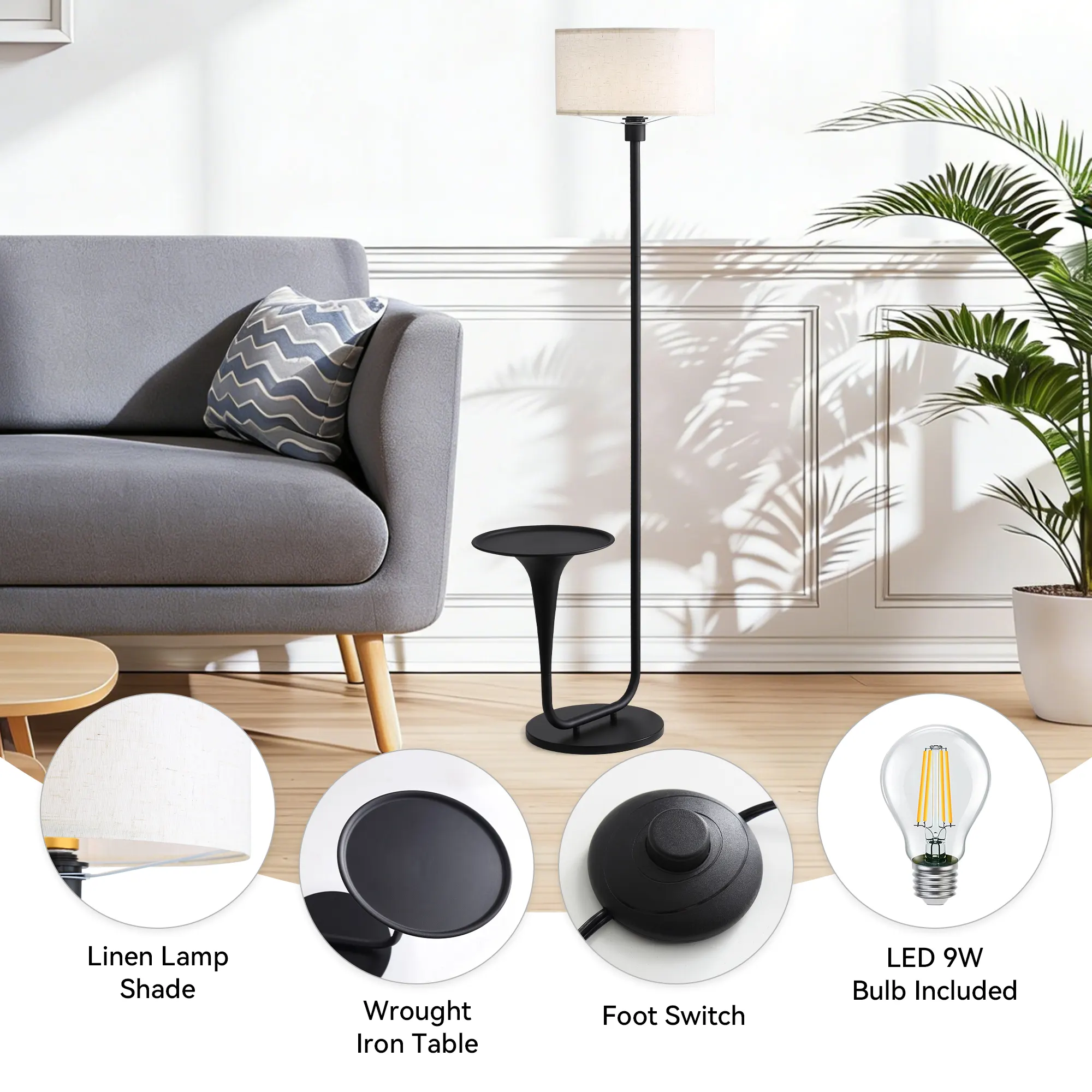 Vintage Floor Lamp, 57.5 in · Dimmable, image 2 of 6