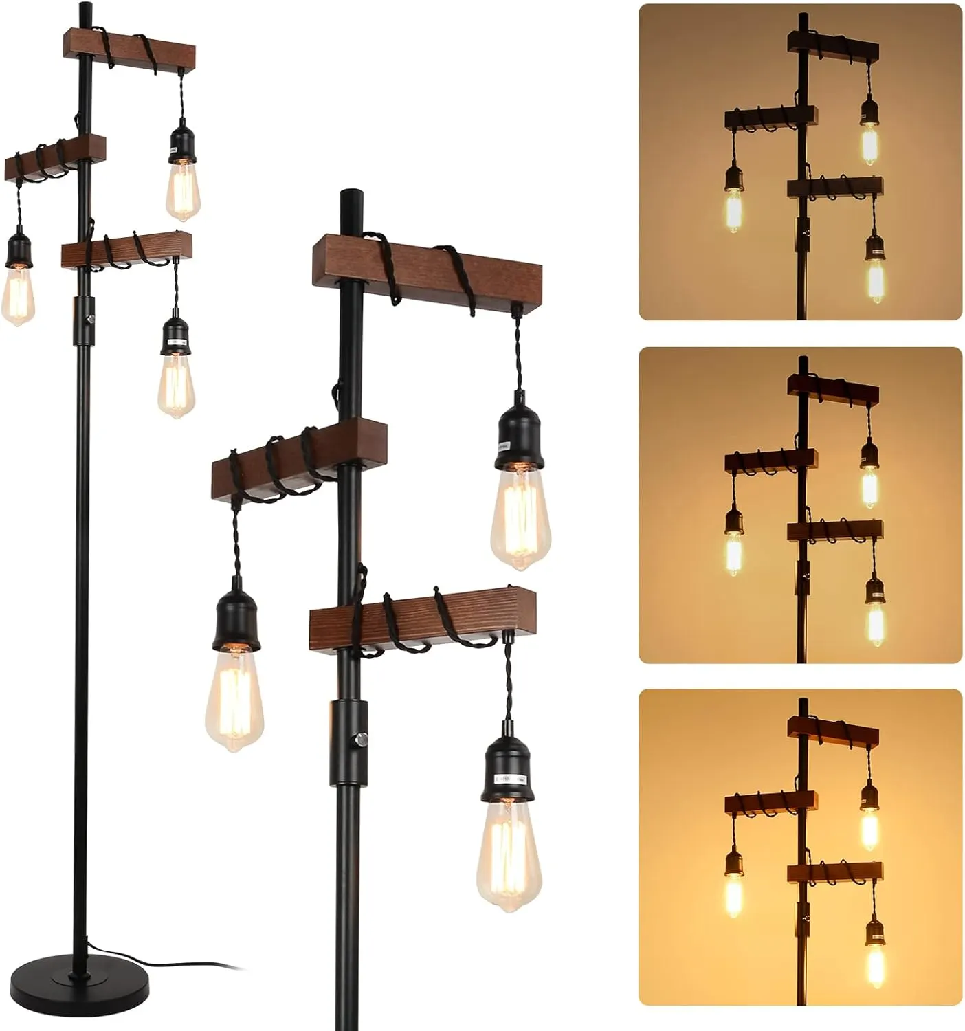 Vintage Black 3-Light Floor Lamp, 68 in · Dimmable, image 2 of 5