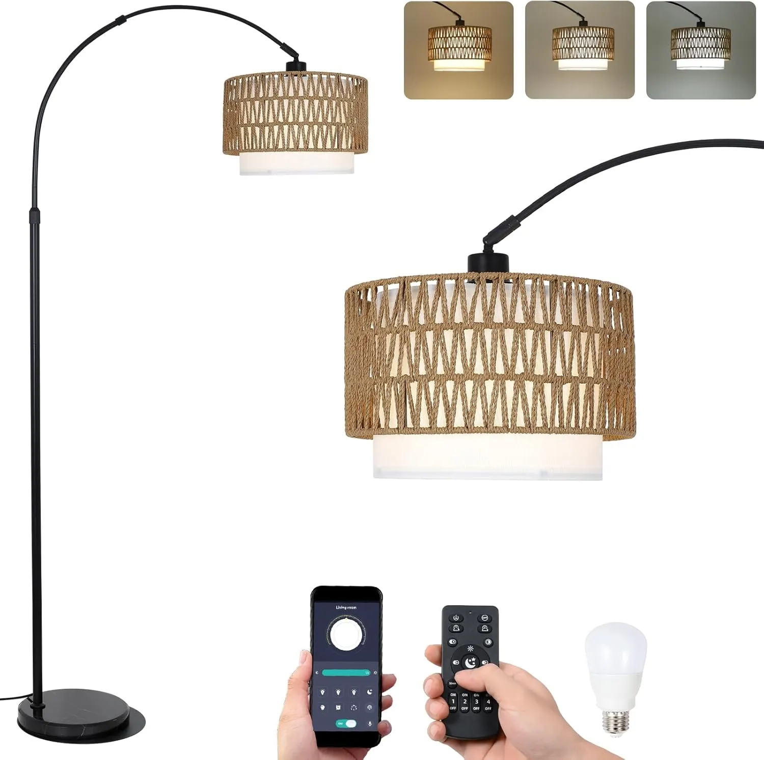 Black Linen Floor Lamp, image 2 of 9