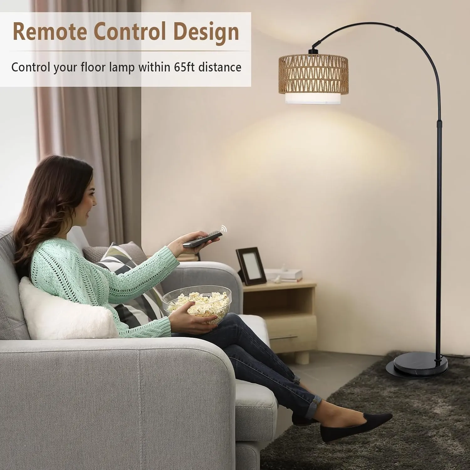 Black Linen Floor Lamp, image 3 of 9