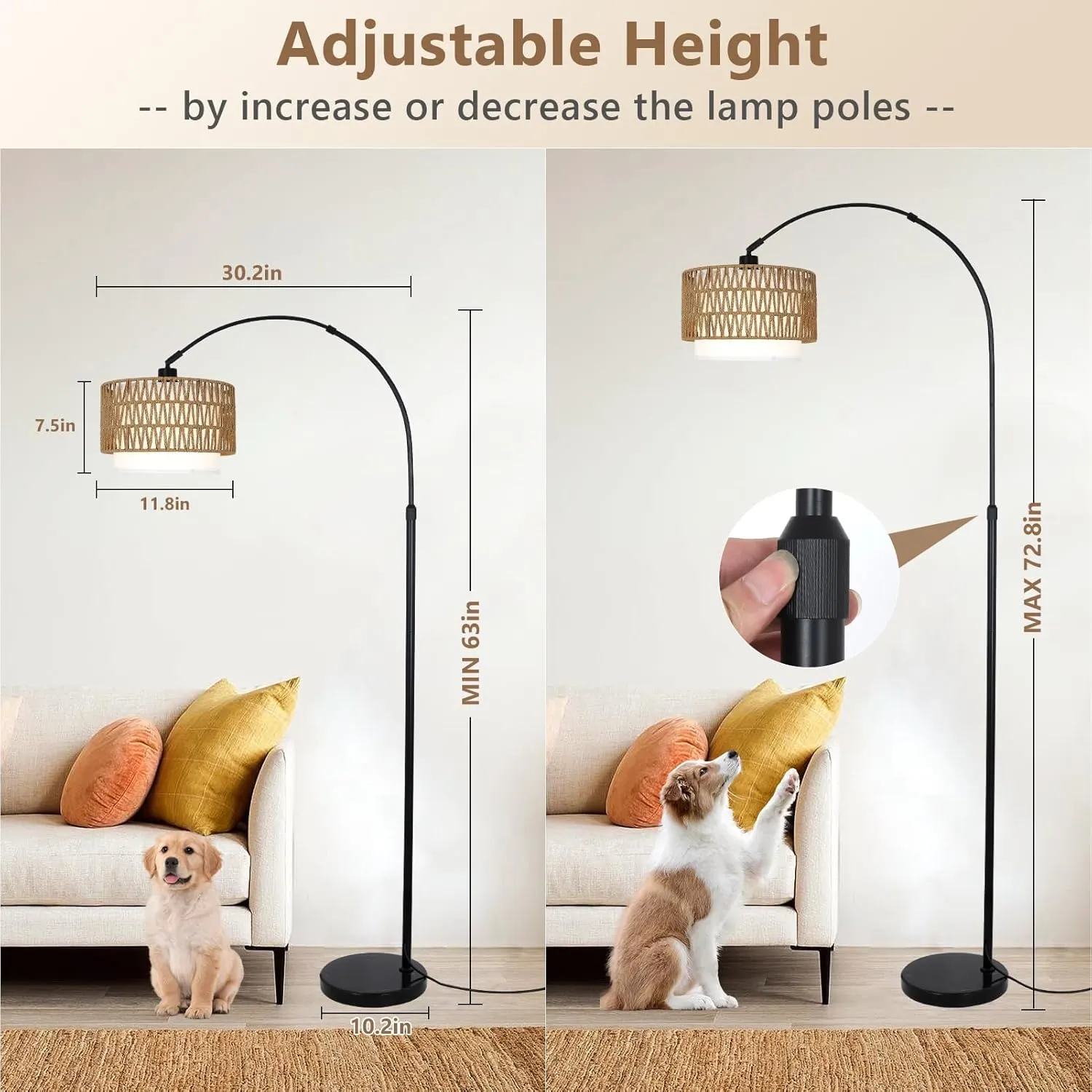 Black Linen Floor Lamp, image 8 of 9