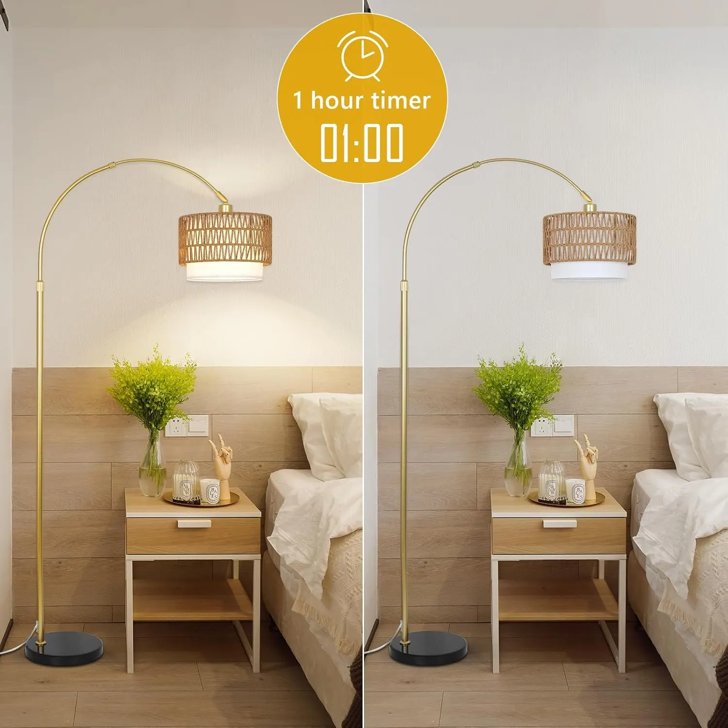 Gold Linen Floor Lamp