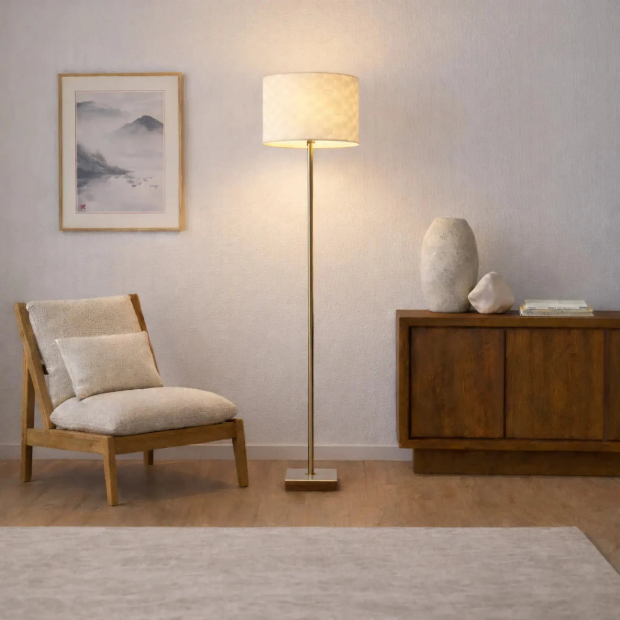 Minimalist White Floor Lamp, 56.4 in
