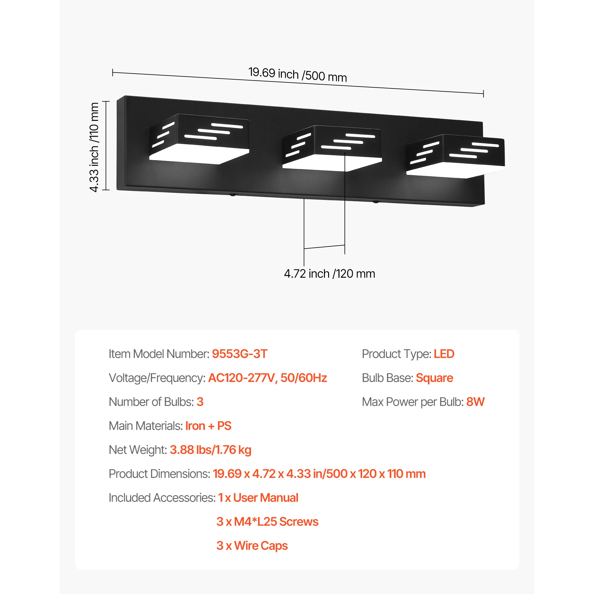 Modern 3-Light Table Lamp, 19.69 in, image 3 of 9