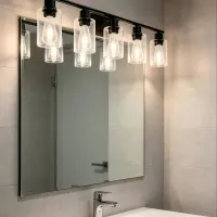 Modern 5-Light Glass Vanity Light, 37.1 in