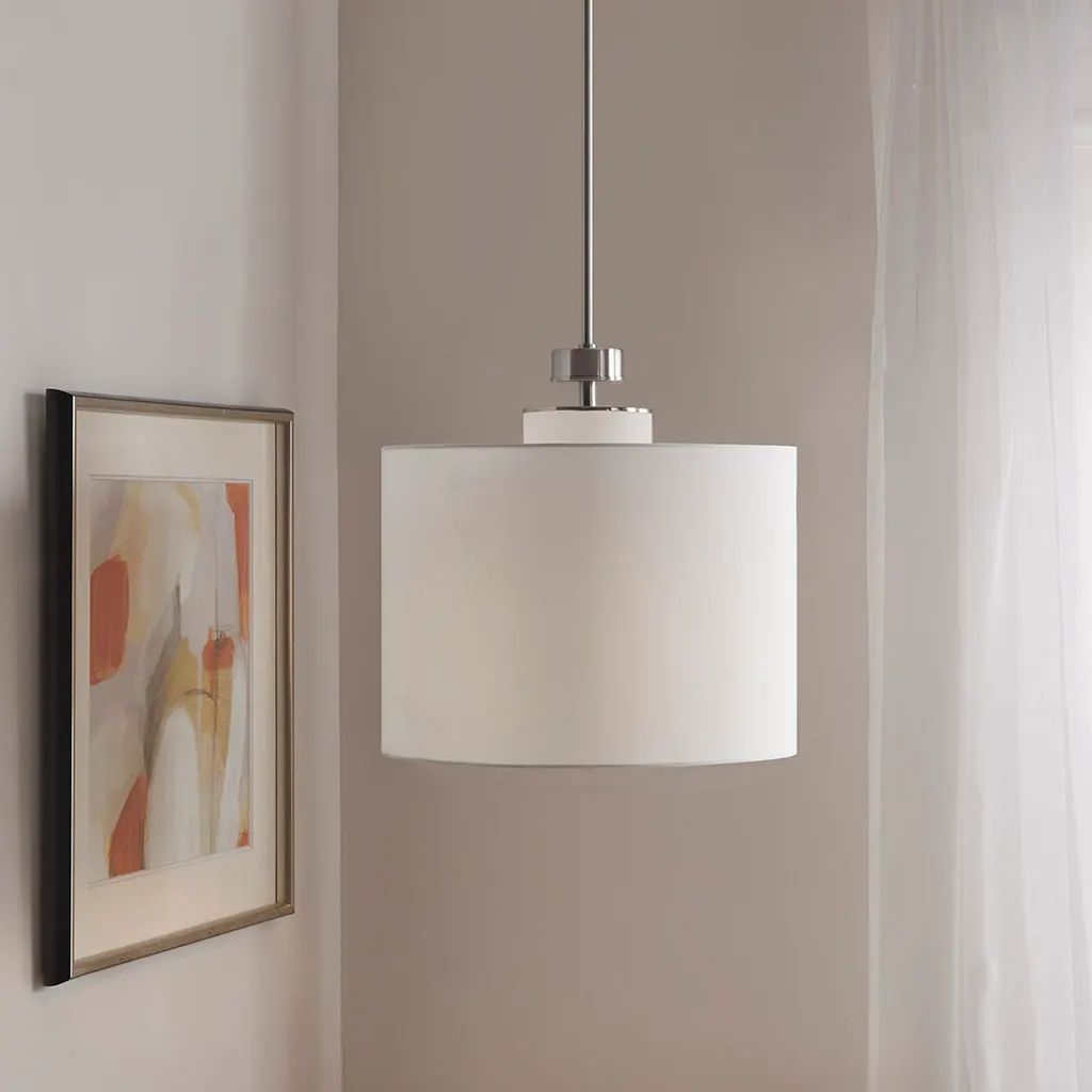 Modern Linen Pendant Light, 18 in