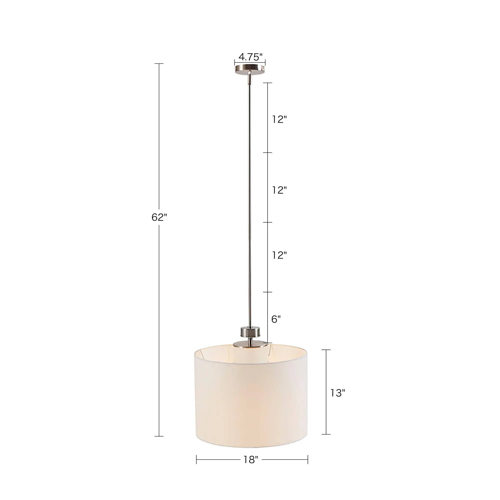 Modern Linen Pendant Light, 18 in, image 3 of 7