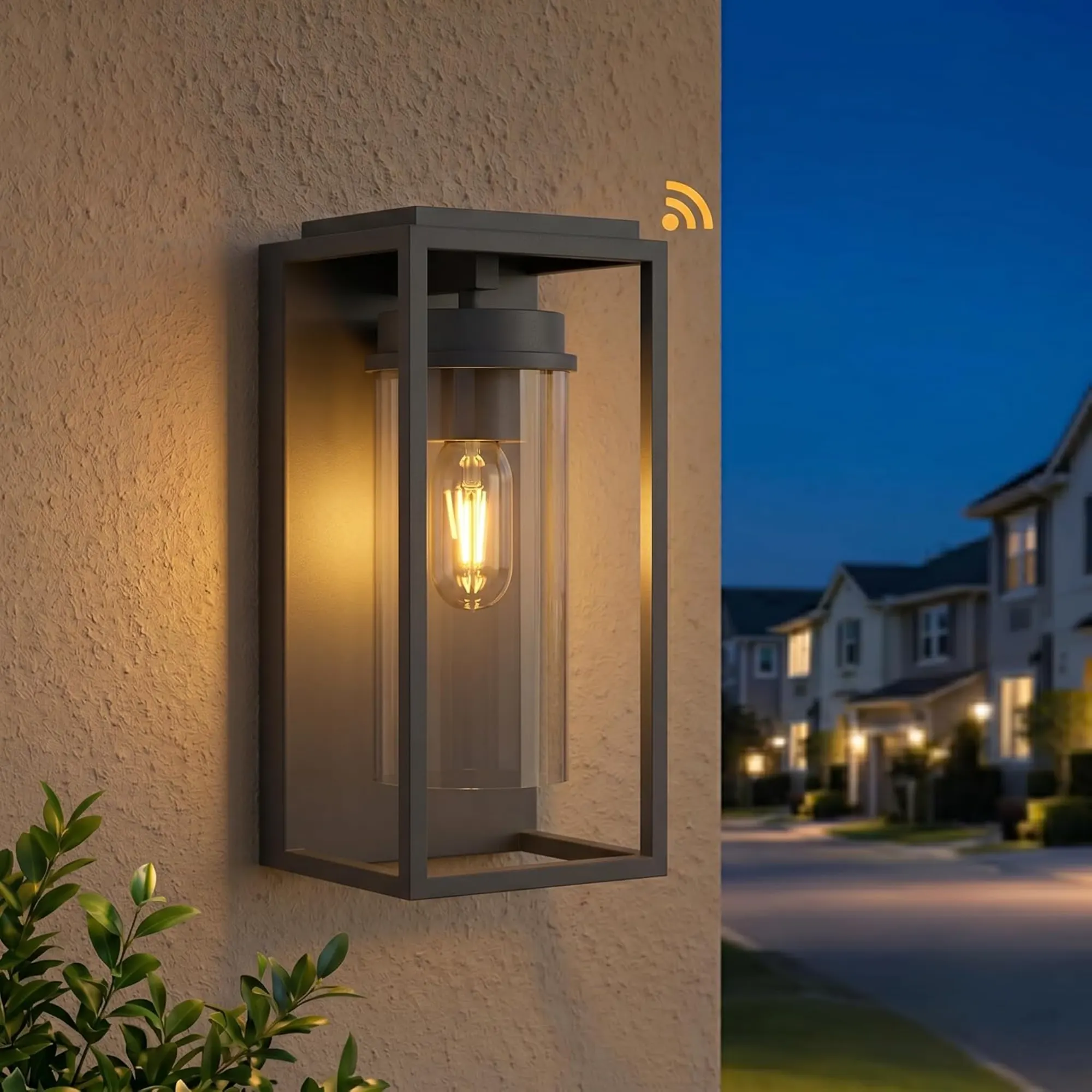 Modern Black Outdoor Wall Light, 12.4 in · Dusk-to-Dawn, image 2 of 6