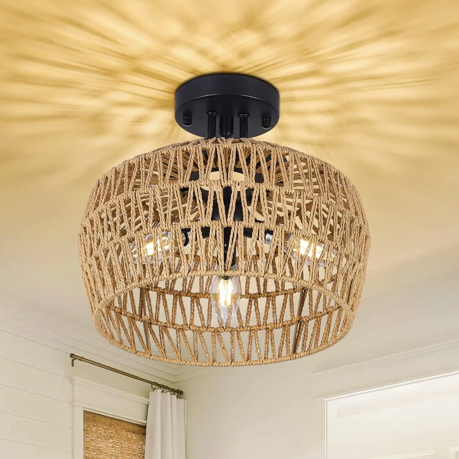3-Light Semi-Flush Mount Ceiling Light, image 2 of 7