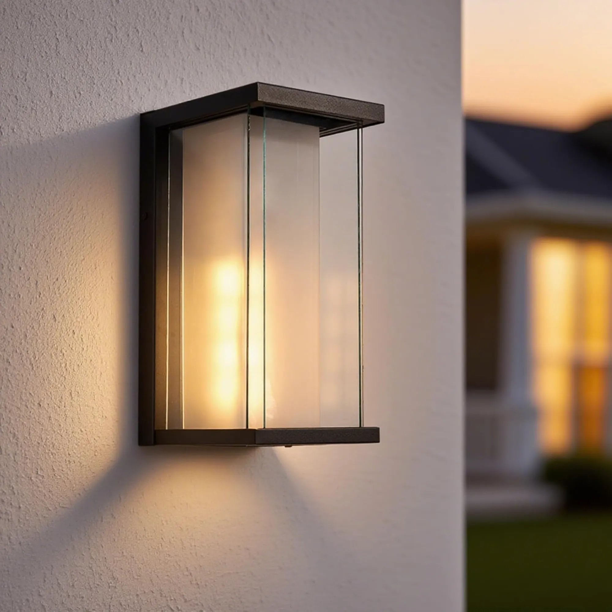 Modern Black Outdoor Wall Light, 13.3 in · Dusk-to-Dawn (2-Pack)