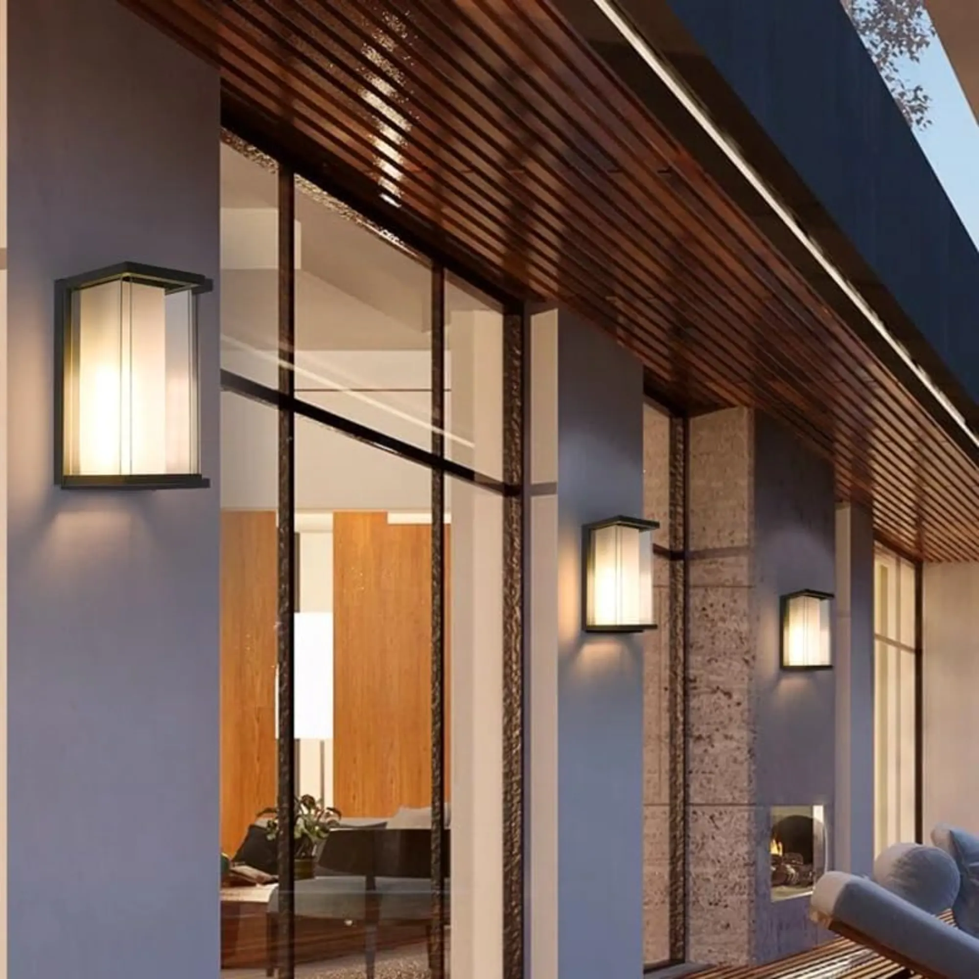 Modern Black Outdoor Wall Light, 13.3 in · Dusk-to-Dawn (2-Pack), image 2 of 8