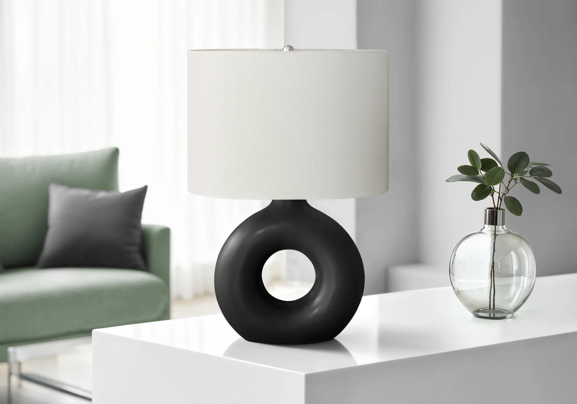 Modern Black Ceramic Table Lamp, 24 in