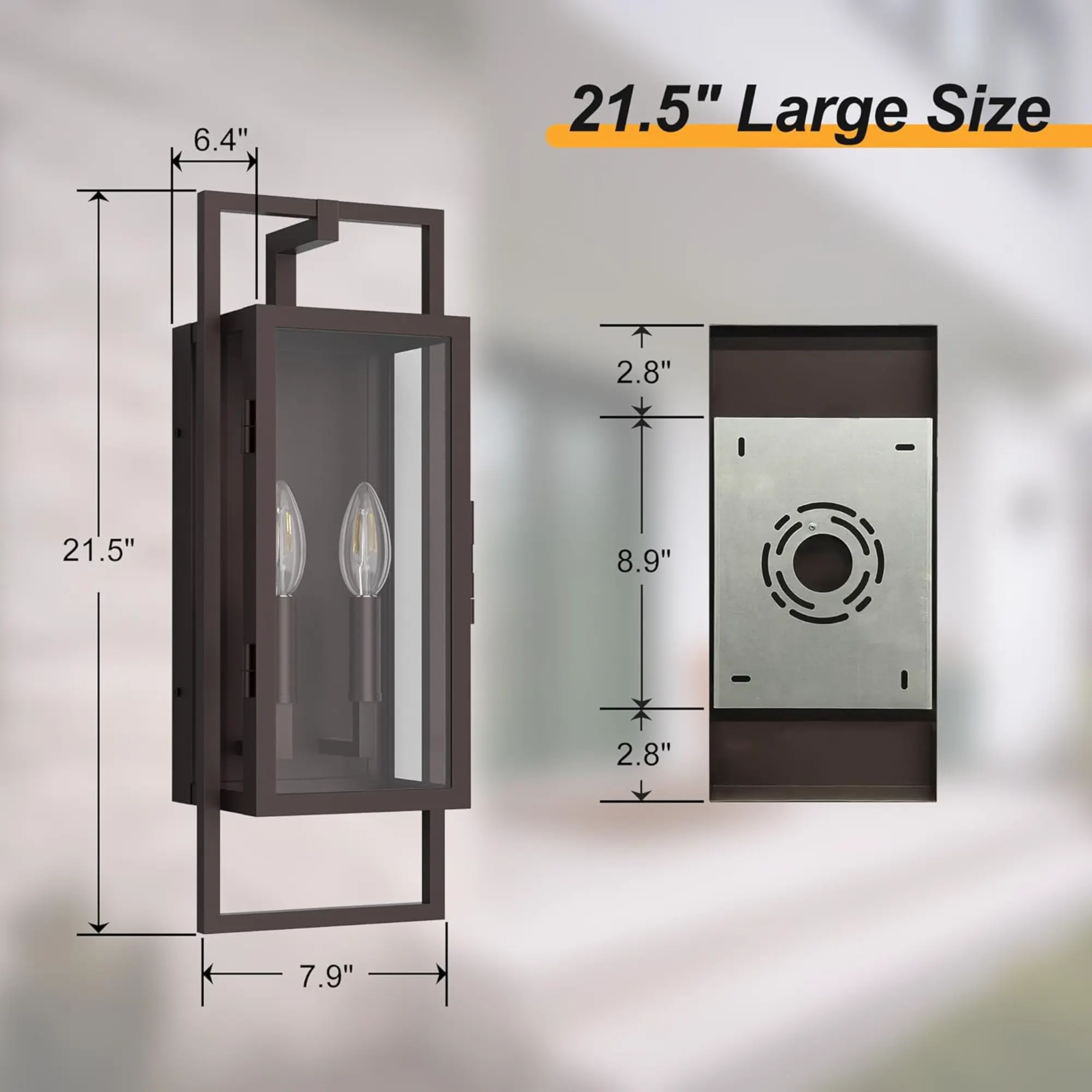 Modern Oil Rubbed Bronze 2-Light Clear Glass Outdoor Wall Light, 21.5 in · Dusk-to-Dawn, image 4 of 7