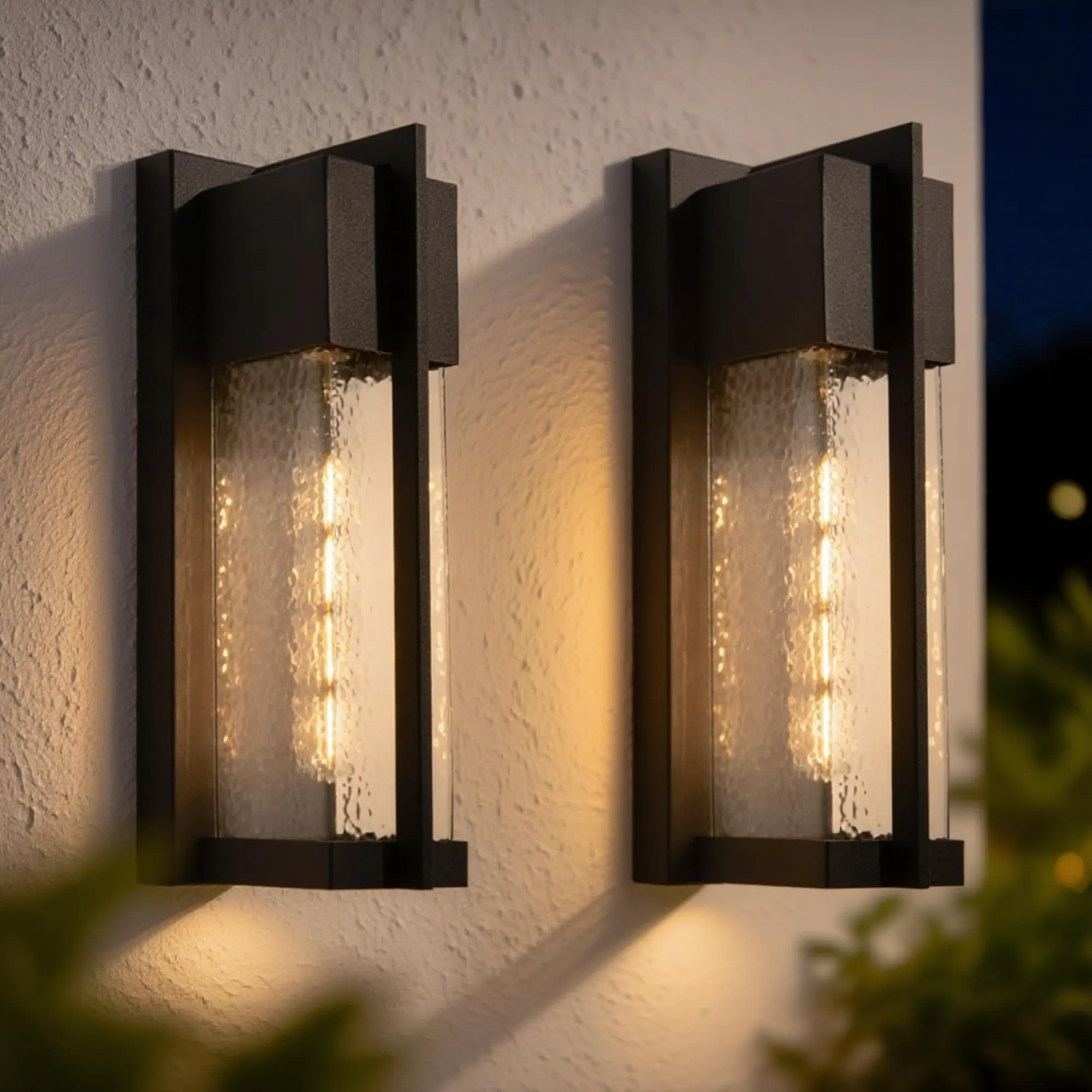 Black Glass Outdoor Wall Light, 13 in · Dusk-to-Dawn (2-Pack), image 2 of 7