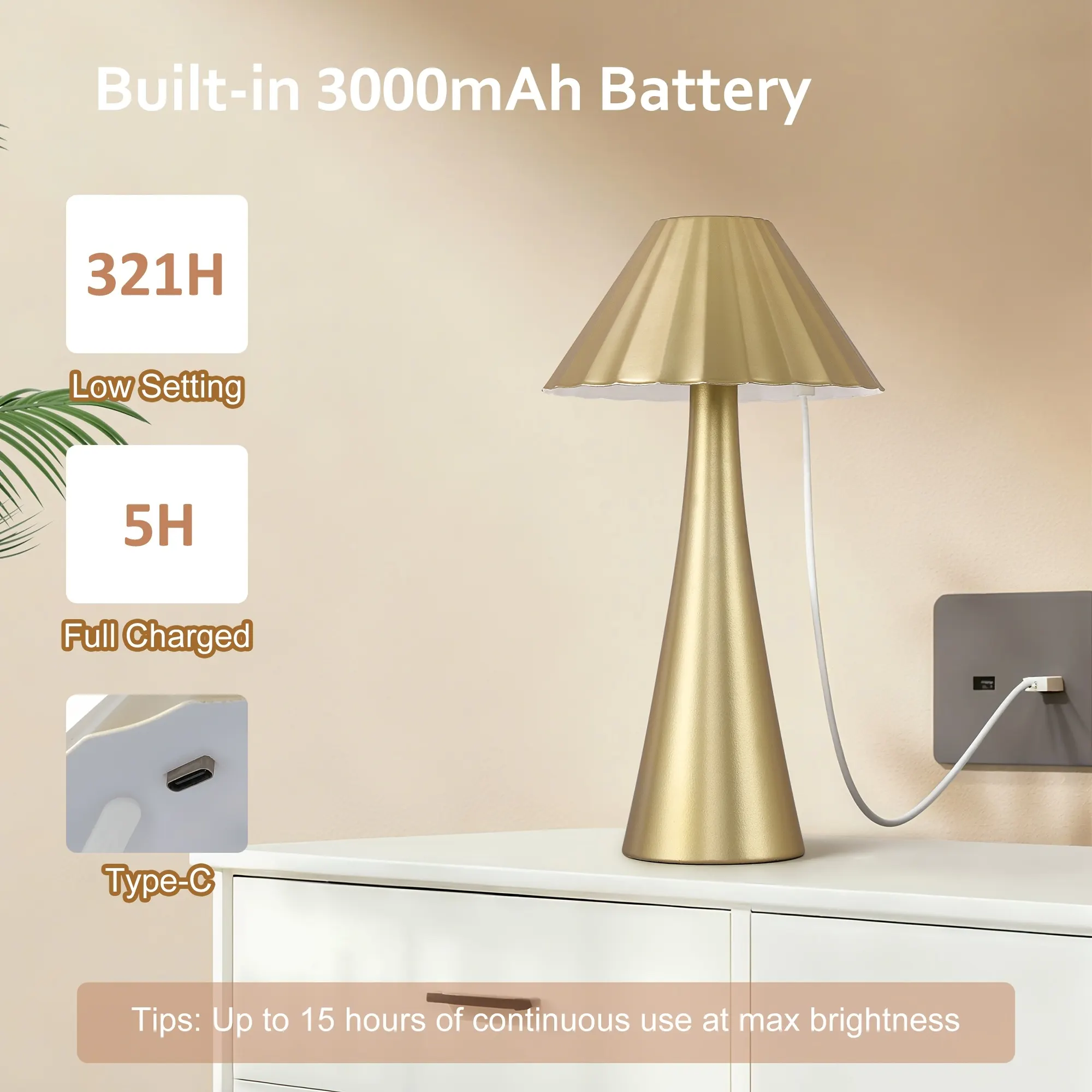Modern Gold Desk Lamp, 10.5 in · Dimmable (2-Pack), image 3 of 7